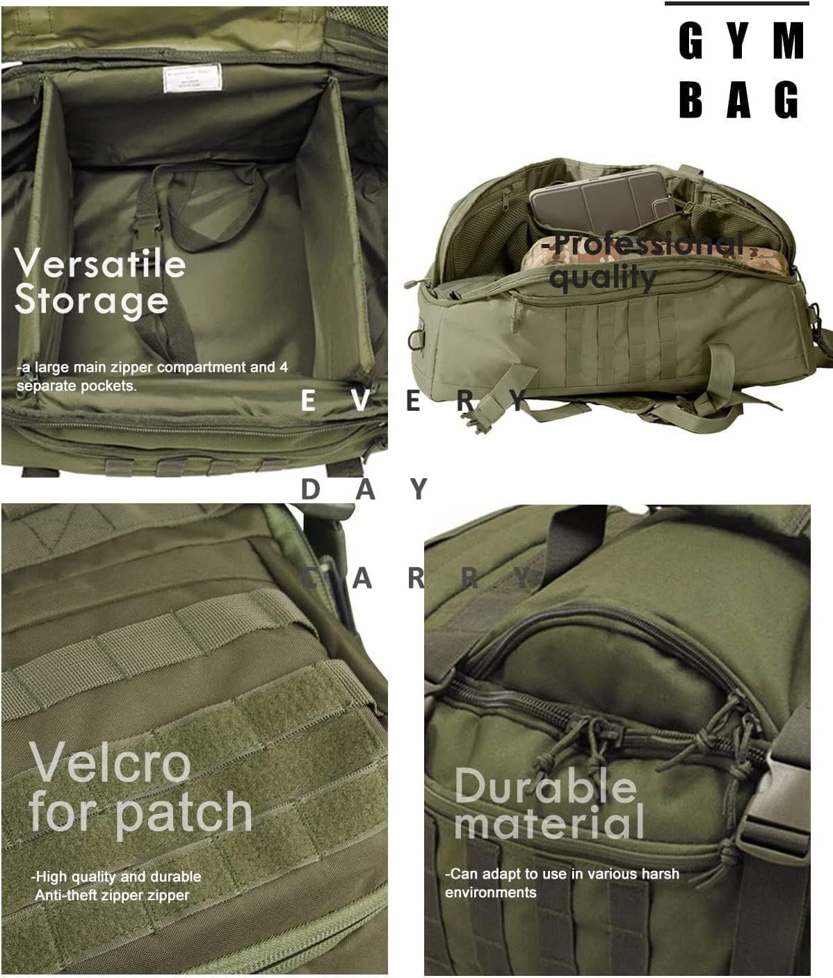 3 In 1 Military Backpack Travel Duffle Bag for Weekender Gym Traveling Workout Deployment