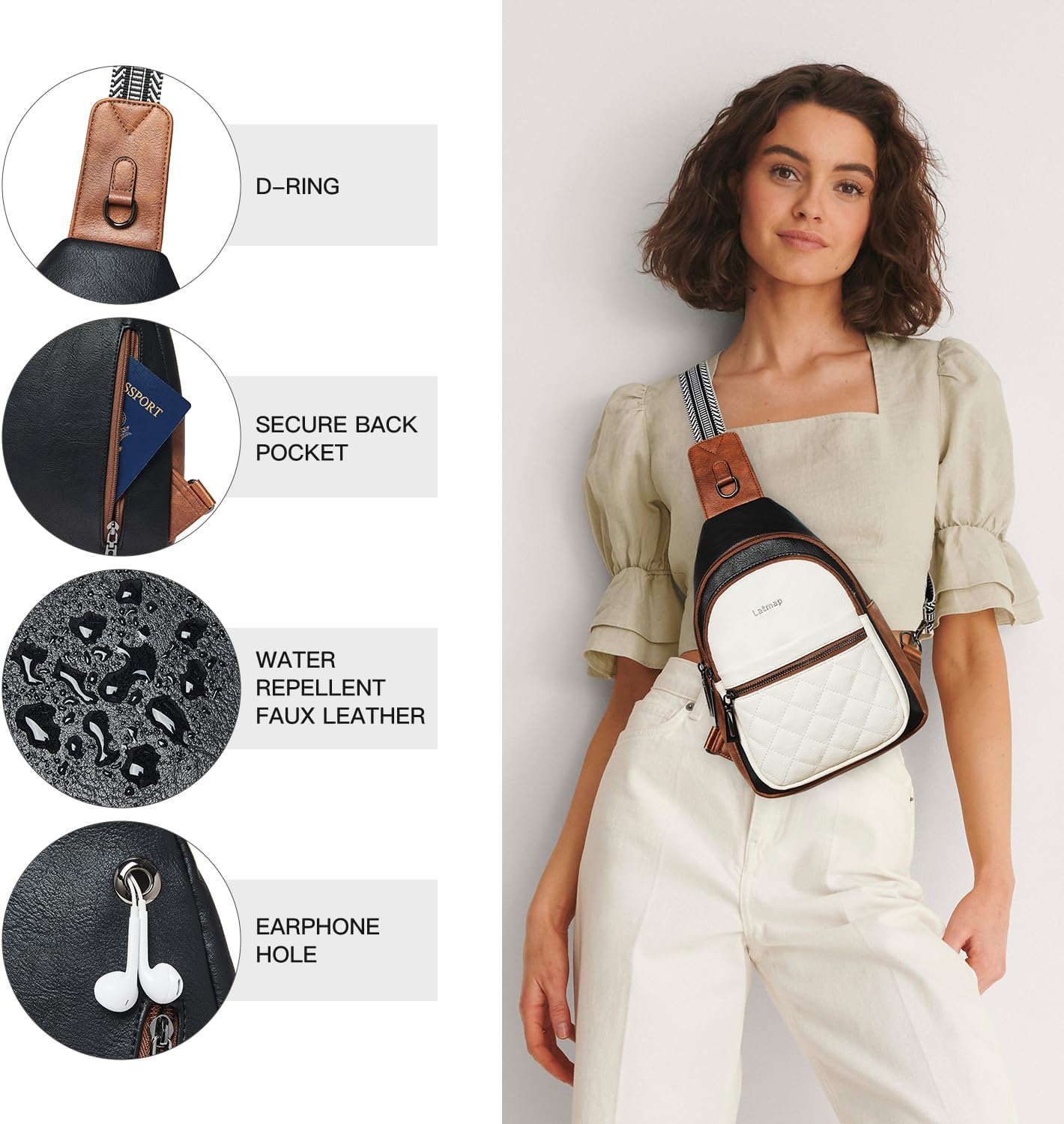 Sling Bag For Women Fanny Pack Crossbody Travel Shoulder Belt Bags Tote Backpack Purse Faux Leather