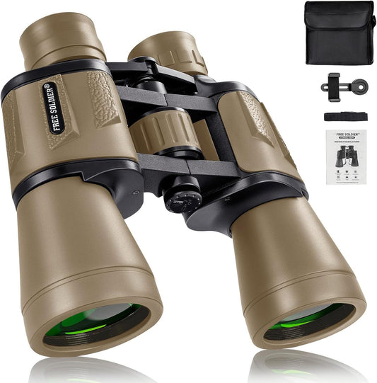 20x50 Binoculars for Adults with Smartphone Adapter - High Powered Binoculars for Bird Watching Hunting Hiking Concert Travel Theater with BAK4 Prism FMC Lens, Mud