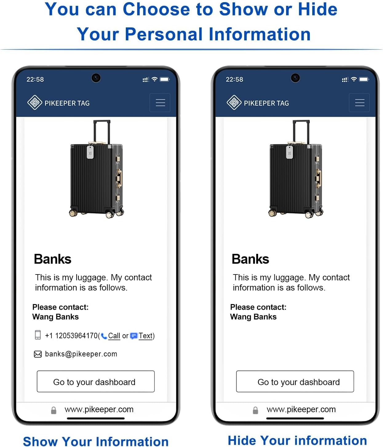 Smart Luggage Tags for Suitcases - Waterproof QR Code Bag Tags with Location Notification When Scanned, Self-Modifiable Info, Durable & Personalized Backpack Travel ID Tags