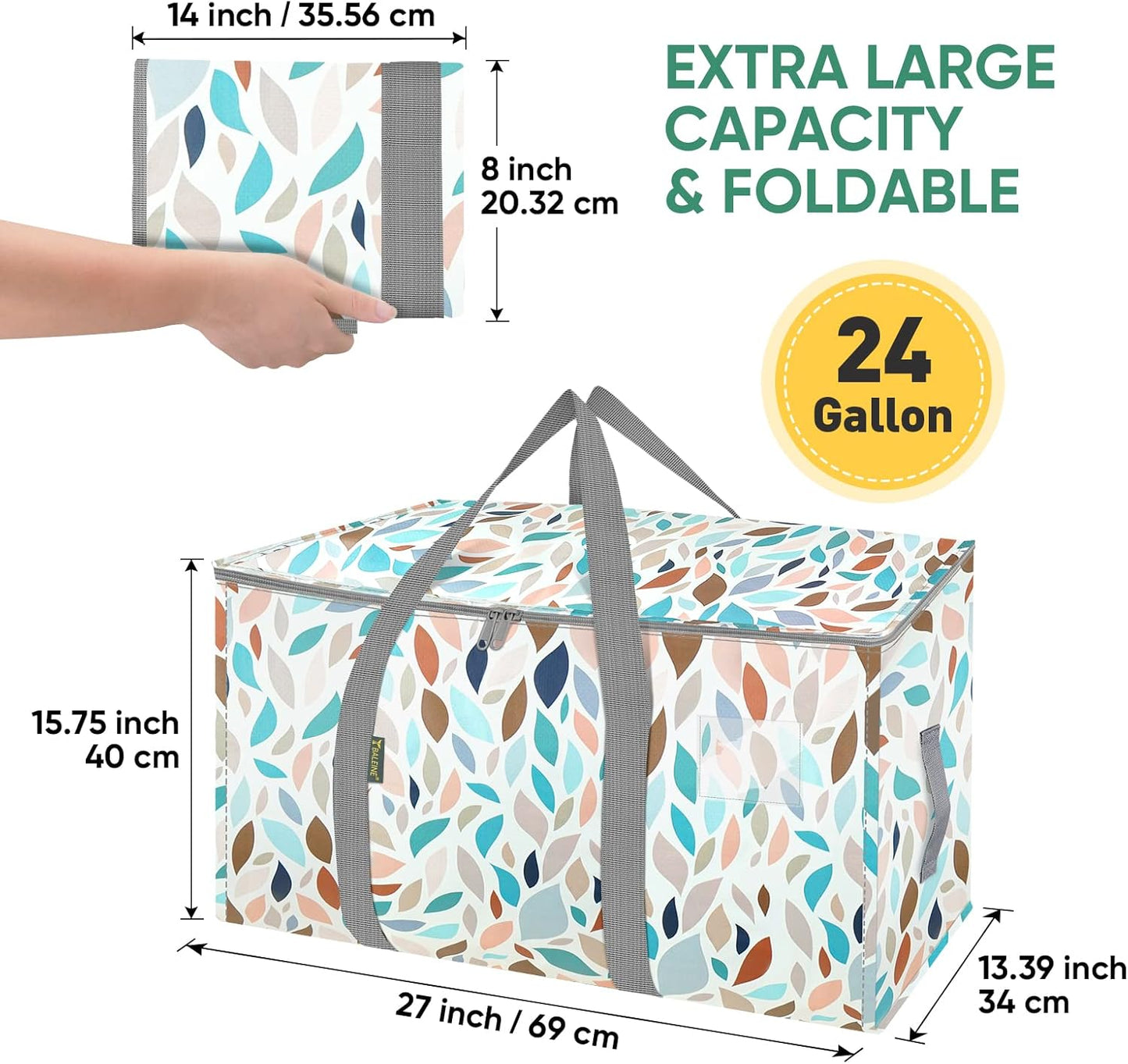 BALEINE 6-Pack Oversized Moving Bags with Reinforced Handles, Heavy-Duty Storage Tote for Clothes, Moving Supplies (Mosaic, 6-Pack)