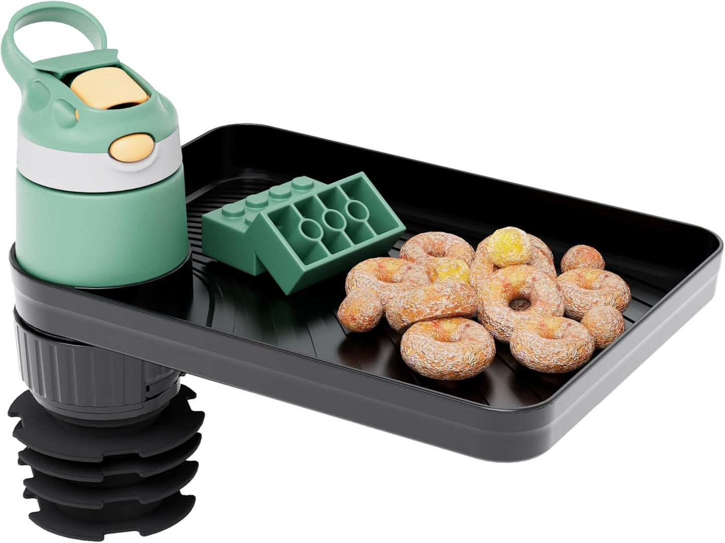 Upgraded Car Seat Tray for Kids Car Seat Tray with Expandable Base for Snacks, Toys, Books, Entertainment Kids Travel Essentials Fits 3.1''-3.5'' Cup Holders (1, Large Base)