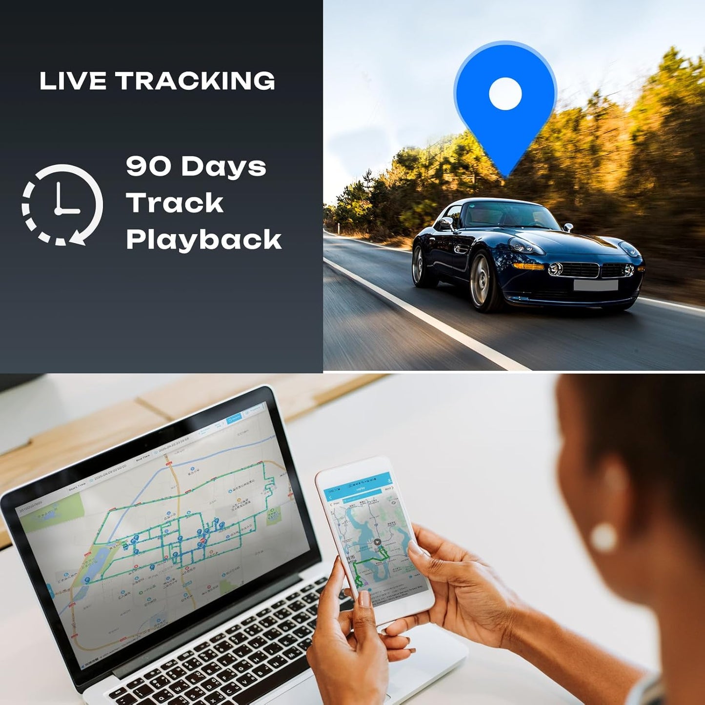 4G LTE GPS Tracker for Vehicles & Cars 90-Day Battery Life, Real-Time Tracking & Geo-Fencing Alerts, USA/Canada Coverage Multi Alerts with Car Tracker Design (Subscription Required)