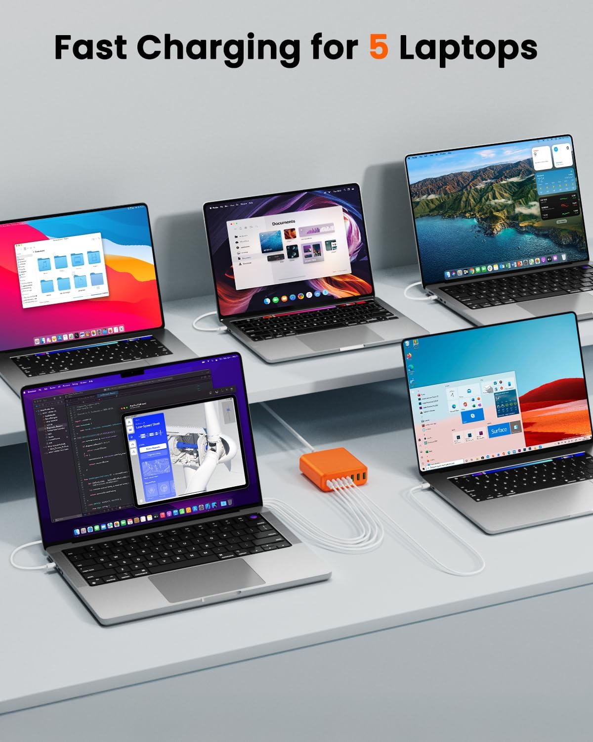 500W USB C Charger Block, 8-Port USB C Charging Station Fast Charging PD 120W PC Laptop Charger Adapter Compatible with MacBook Pro/Air/All iPad,DELL, iPhone 16/15/14/13/Pro Max/Galaxy