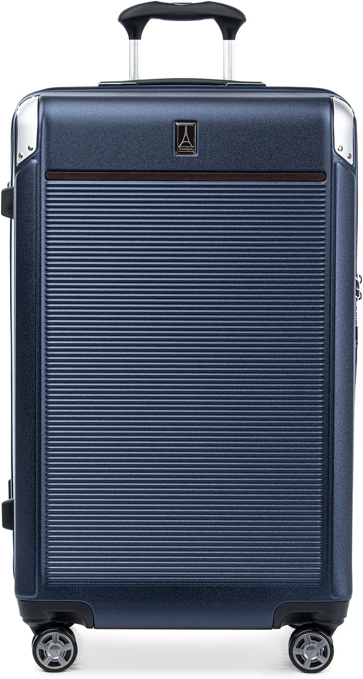 Travelpro Platinum Elite Hardside Expandable Checked Luggage, 8 Wheel Spinner, TSA Lock, Hard Shell Polycarbonate Suitcase, True Navy Blue, Checked Large 28-Inch