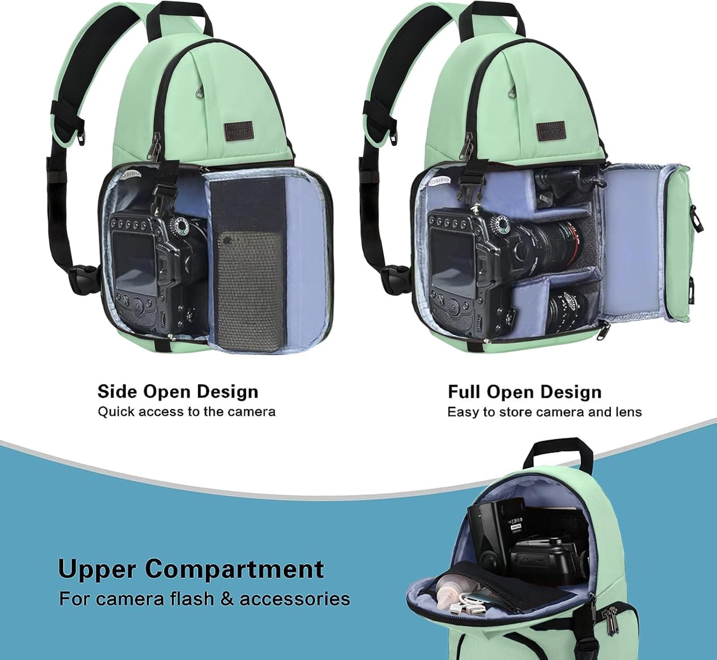 MOSISO Camera Sling Bag, DSLR/SLR/Mirrorless Camera Backpack Case Shockproof Photography Backpack with Tripod Holder & Removable Modular Inserts Compatible with Canon/Nikon/Sony/Fuji