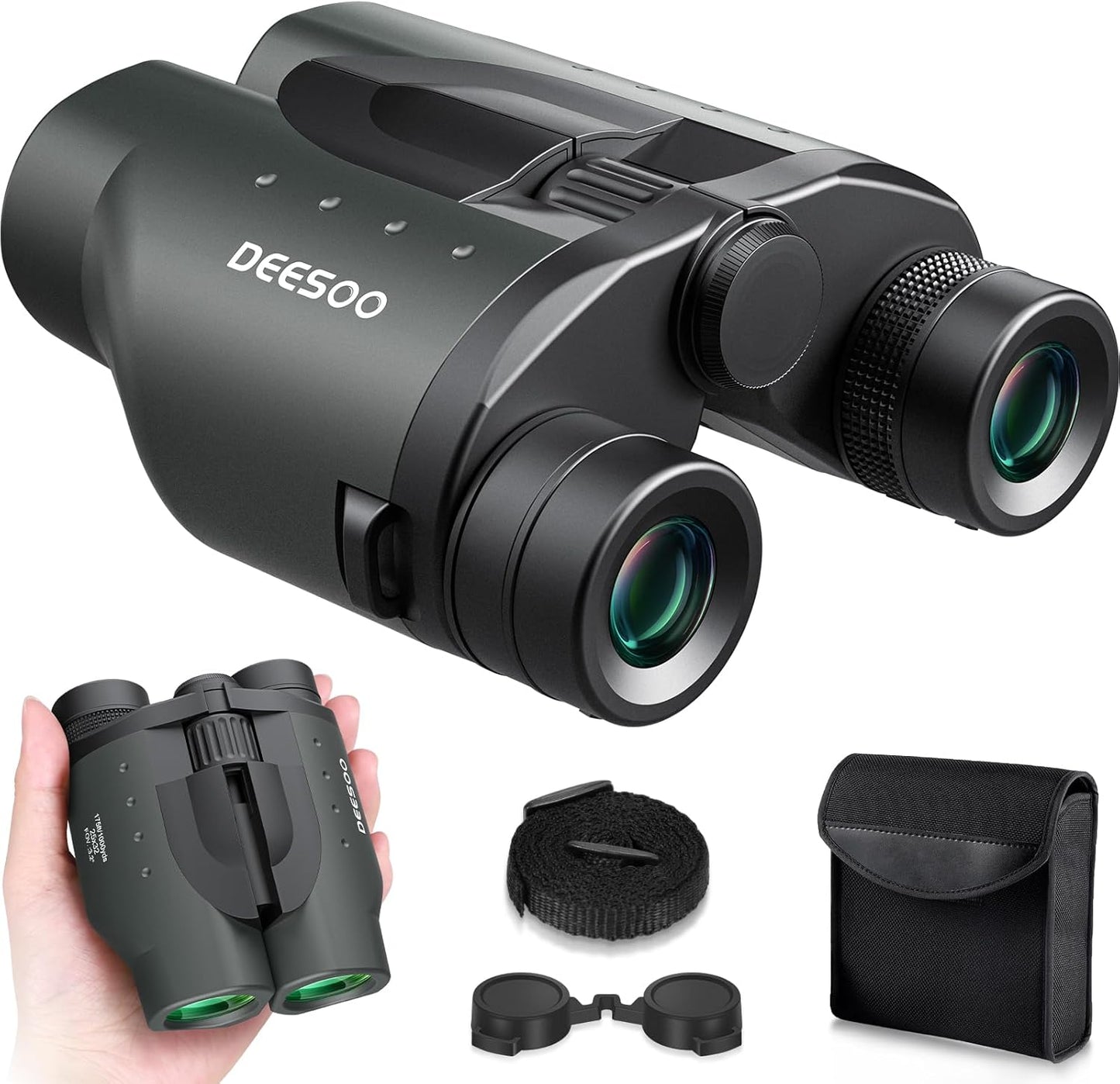 25x32 Binoculars for Adults Kids Compact - DEESOO High Powered Bird Watching Binoculars Lightweight with Small Size for Hunting Traveling Sports Hiking