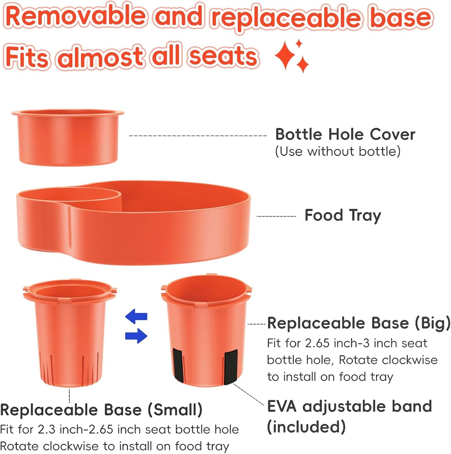 Kids Car Seat Tray, Travel Tray with Cup Holder for Toddler Baby, Kids Car Seat Food Snack Organizer for Road Trip, Stroller snack Organizer Travel Must Haves Toddler Must Haves (Orange)