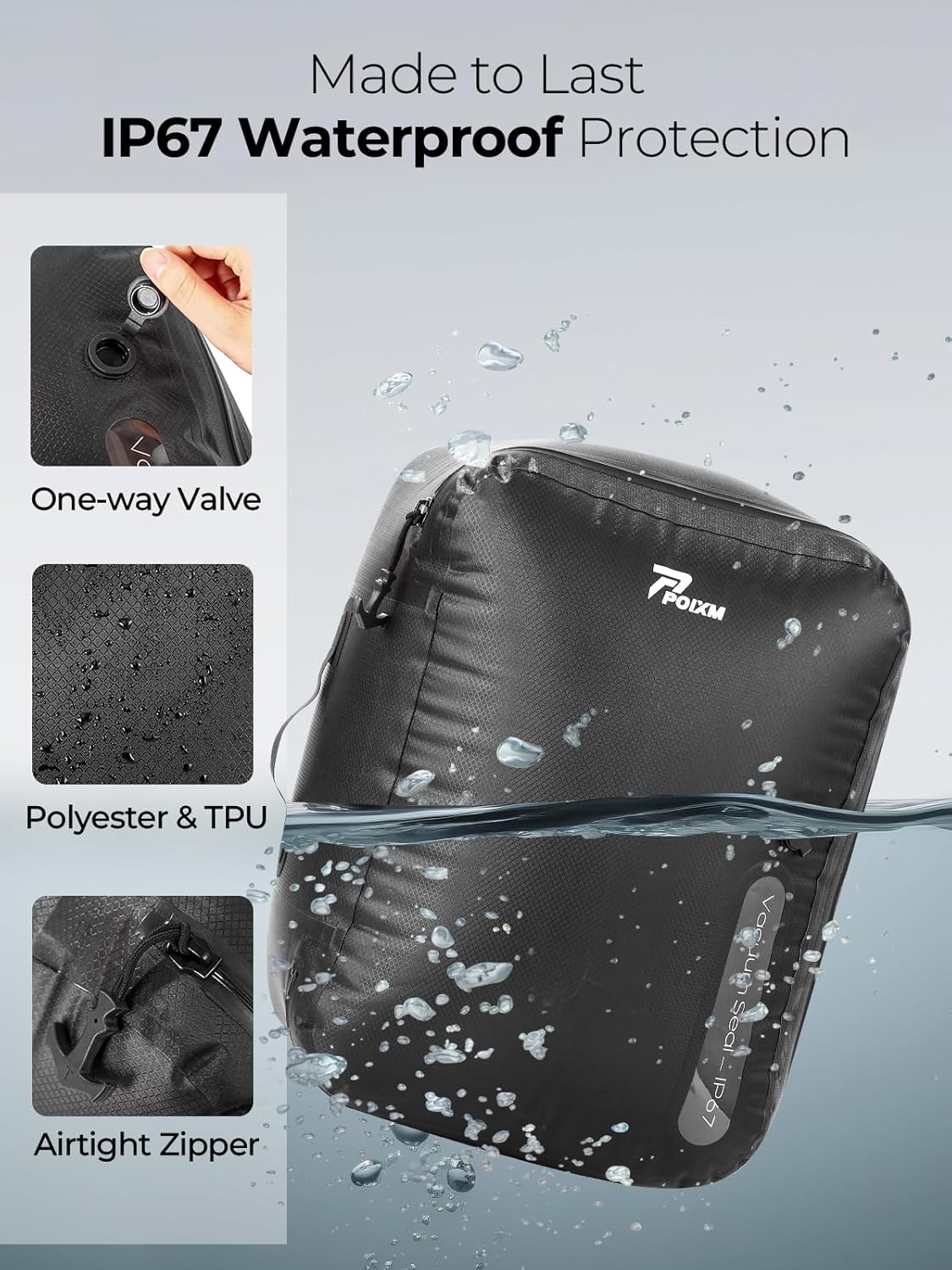 Vacuum Bags for Travel with Wireless Pump, 180° Open Zipper, IP67 Waterproof, Reusable Space Saver Compression Bags for Backpack, Suitcase, Home Storage(2 Pack + Pump)