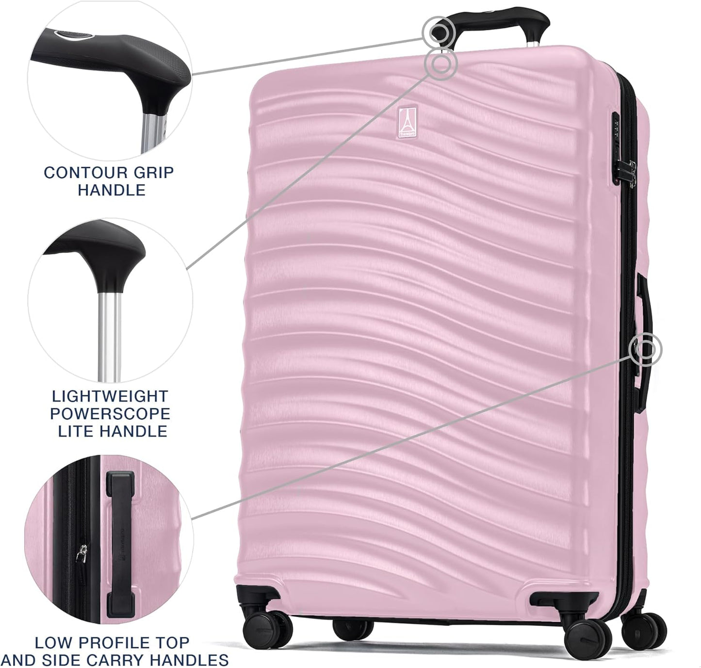 Travelpro Maxlite Air V2 Hardside Expandable Checked Luggage, 8 Spinner Wheels, Lightweight Hard Shell Suitcase, TSA lock, Pink, Checked Large 28-Inch