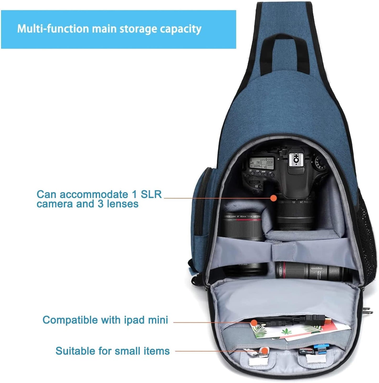 MOSISO Camera Bag Sling Backpack, DSLR/SLR/Mirrorless Full Open Camera Case with Tripod Holder&Rain Cover&Modular Insert, Photography Backpack Compatible with Canon/Nikon/Sony/Fuji, Teal Blue