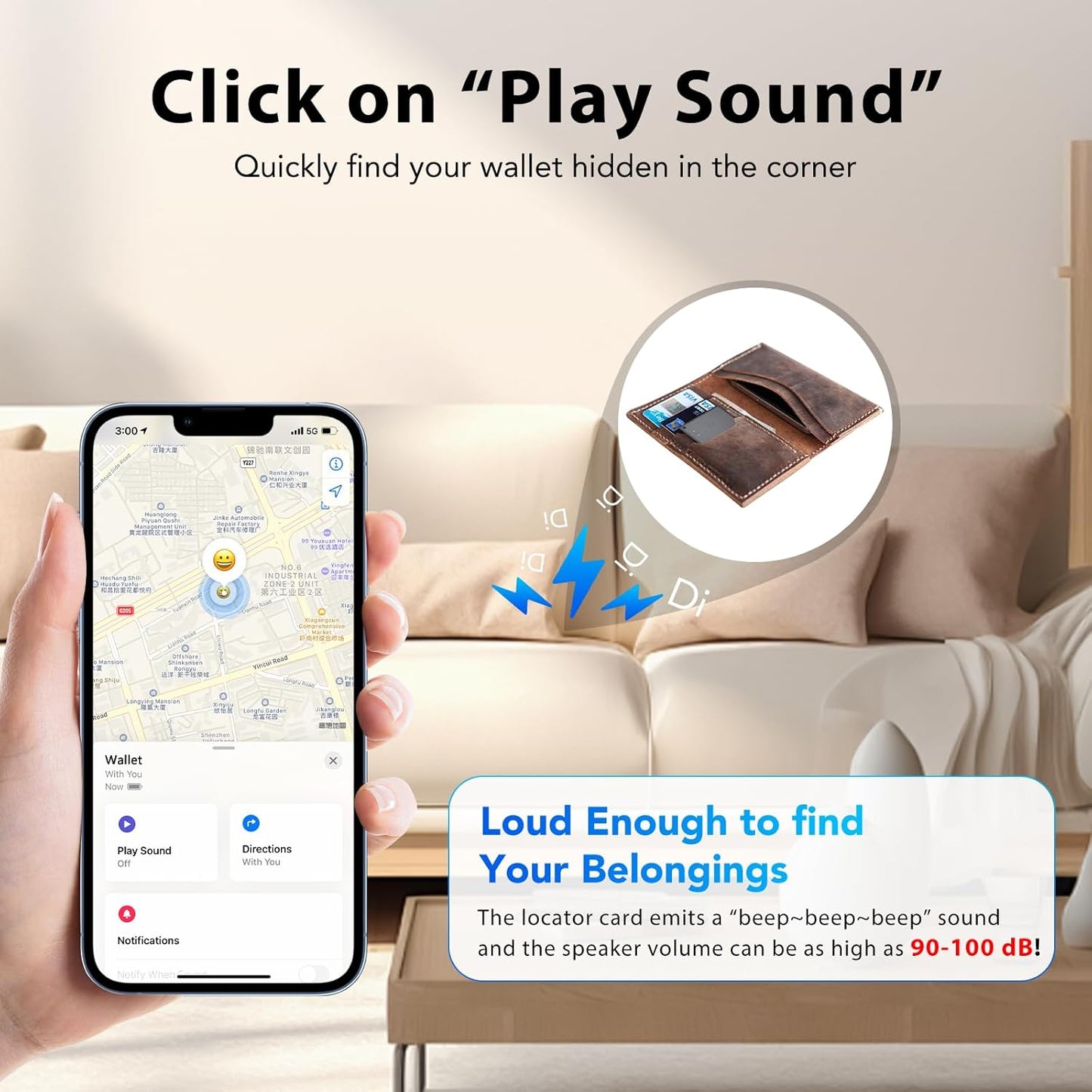 CASCHO Smartcard - Wallet Tracker Card, Compatible with Apple Find My App, Waterproof and Splash-Proof, Keys Finder and Item Locator for Passport, Bags, Laptop, Black 1 Pack