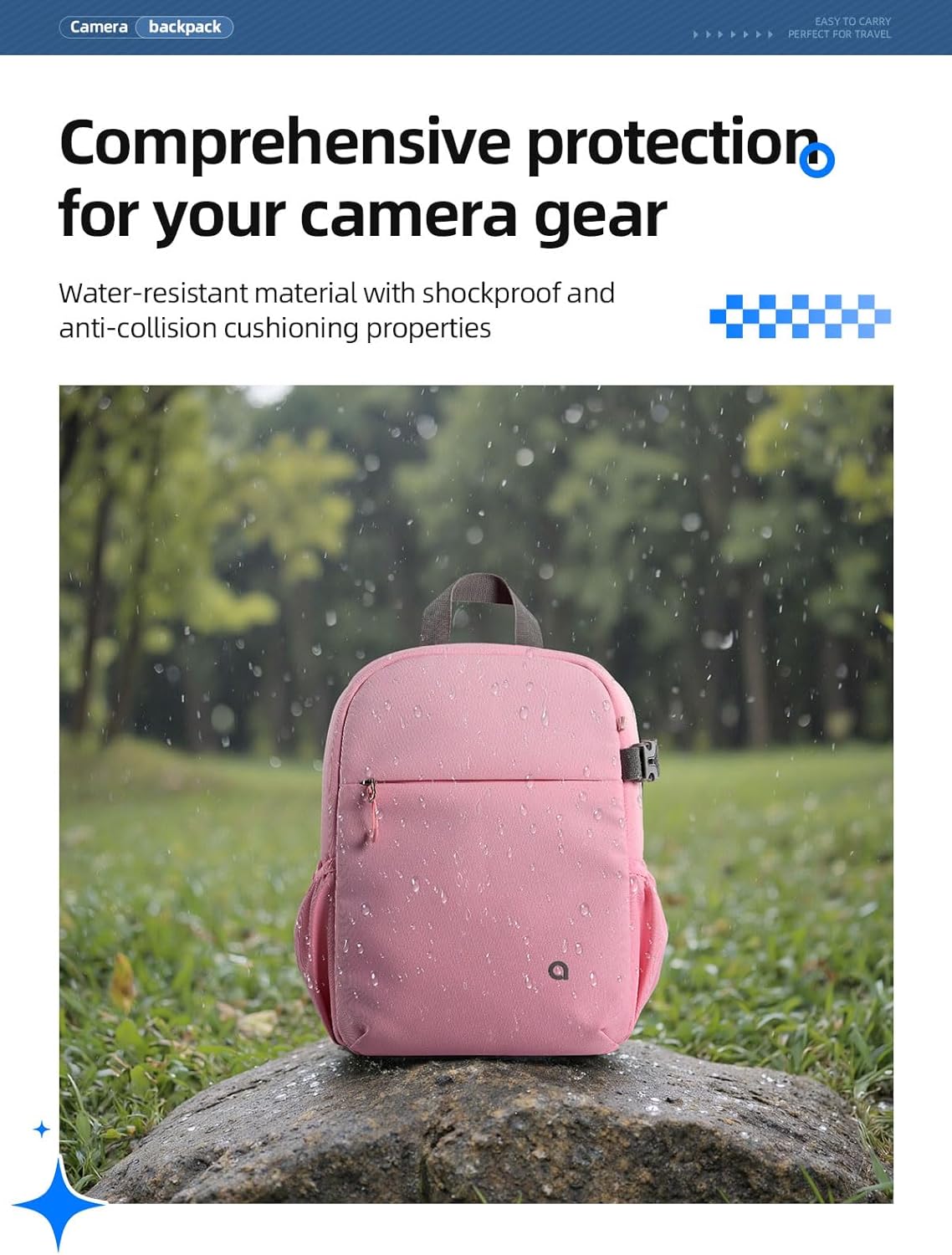 llano Compact Camera Backpack for DSLR/SLR/Mirrorless,Photography Bag with Laptop Slot (for 14" MacBook) & Tripod Holder, Ideal for Travel & Outdoor (for Canon, Nikon, Sony), Small, Pink,10L Capacity