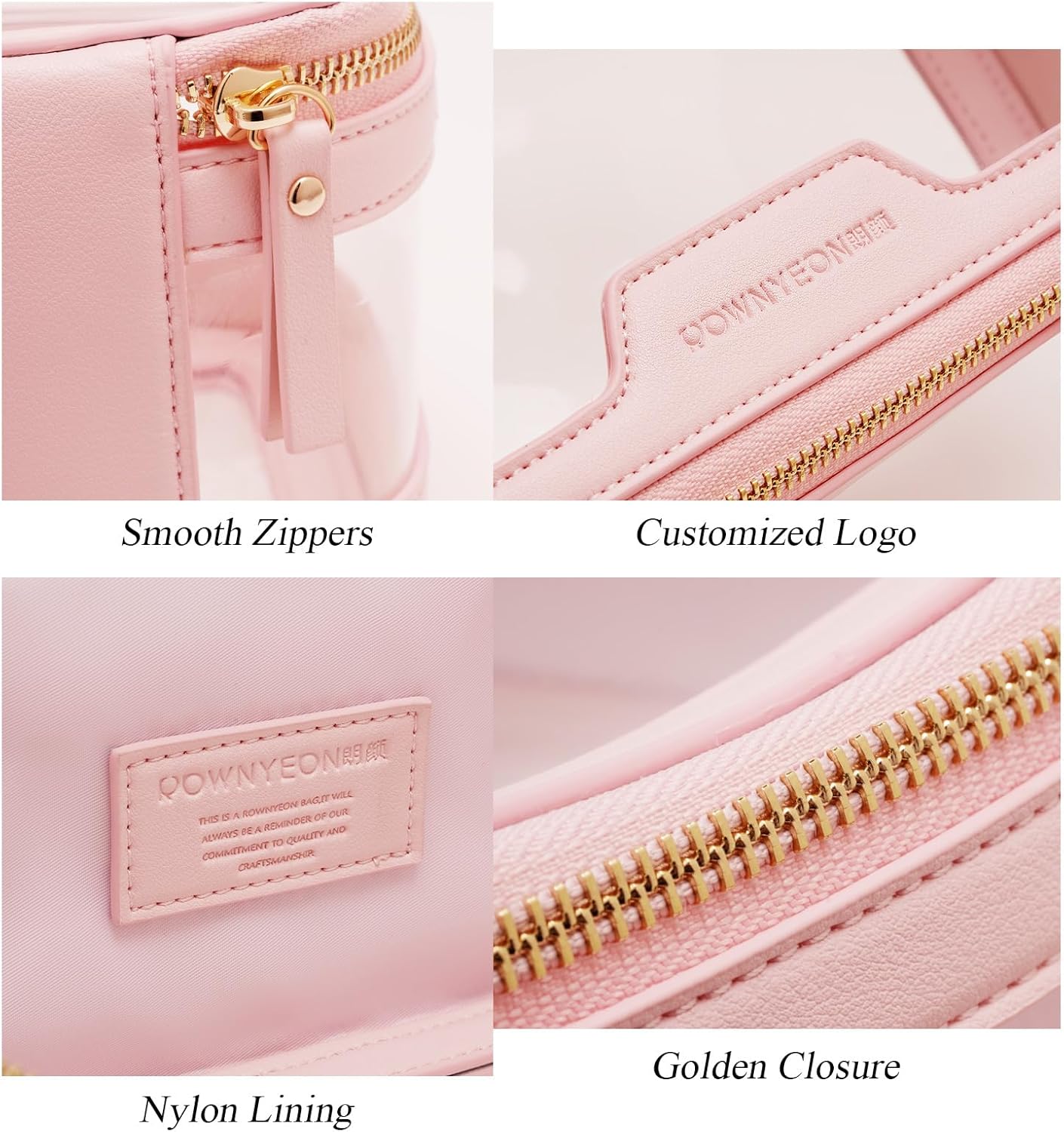 ROWNYEON Clear Makeup Case Toiletry Bag Multipurpose Travel Makeup Train Case Portable Cosmetic Organizer Transparent Storage Bag