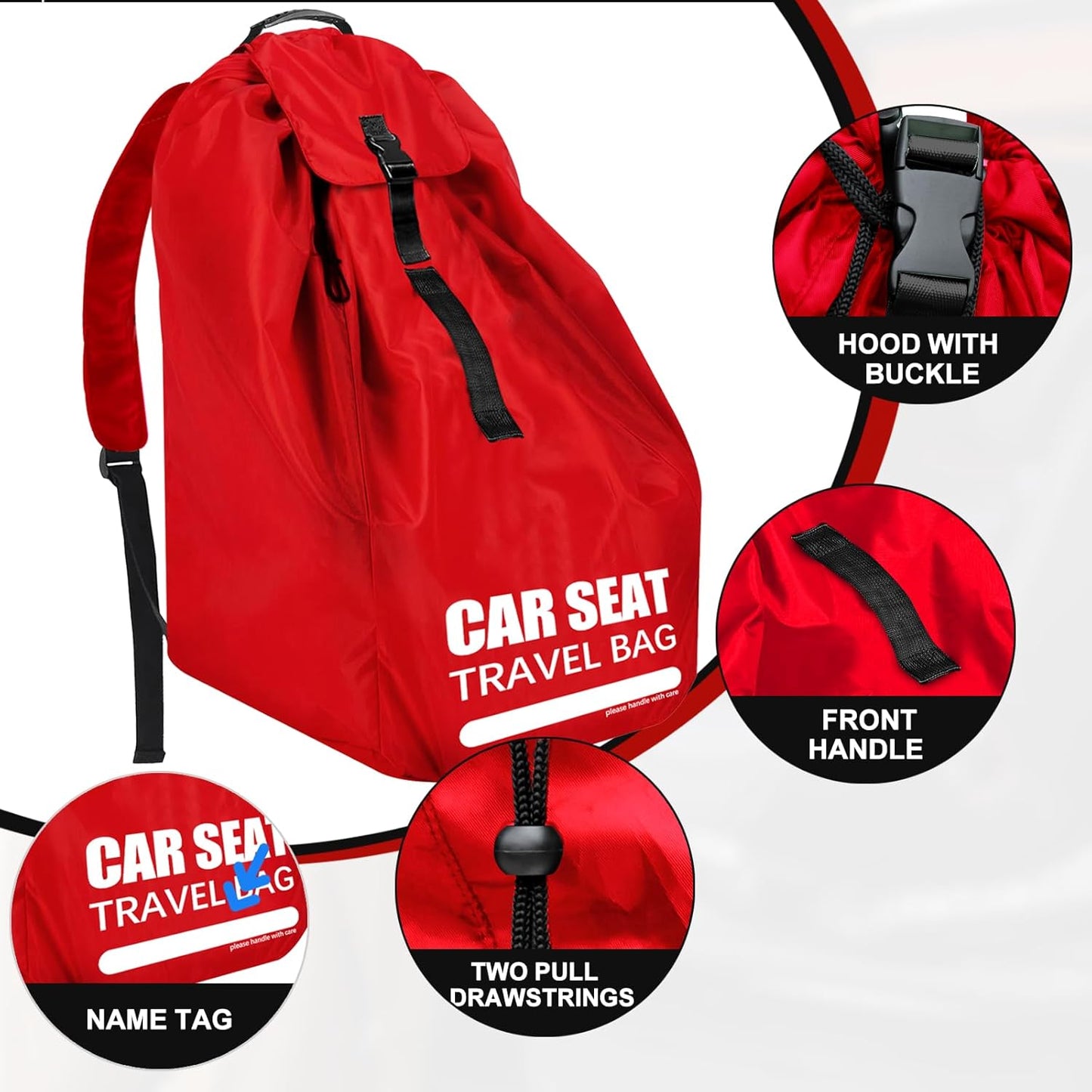 Car Seat Travel Bag for Airplane, Large Car Seat Bags for Air Travel with Comfort Padded Straps, Gate Check Storage Bag/Backpack for Carseat Airport, Carseat Cover Travel - Baby Travel Essential