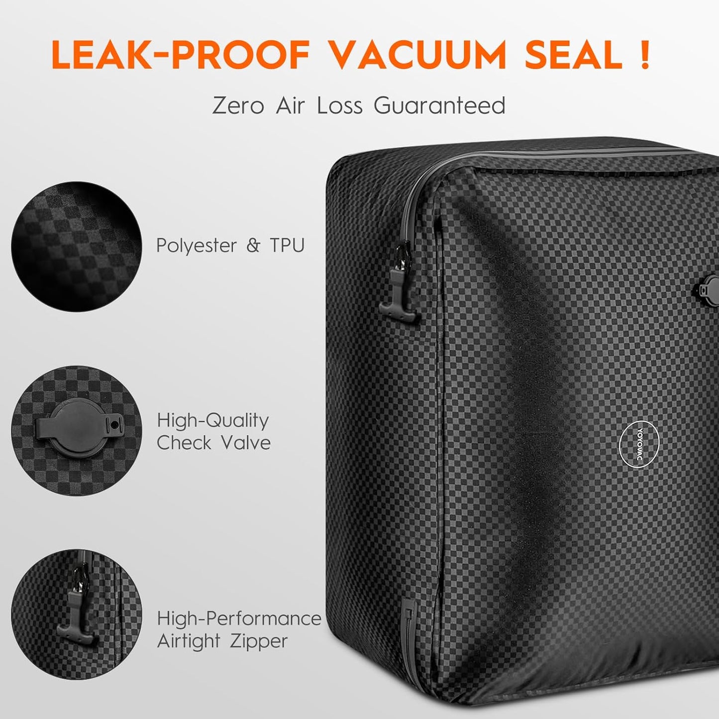 Vacuum Compression Bags with Wireless Pump – Space Saver Compression Bags for Luggage, No Checked Baggage, Triple Your Luggage Space, IP68, Reusable, Fits 20/24/28 Inch Suitcase (No Tracker)