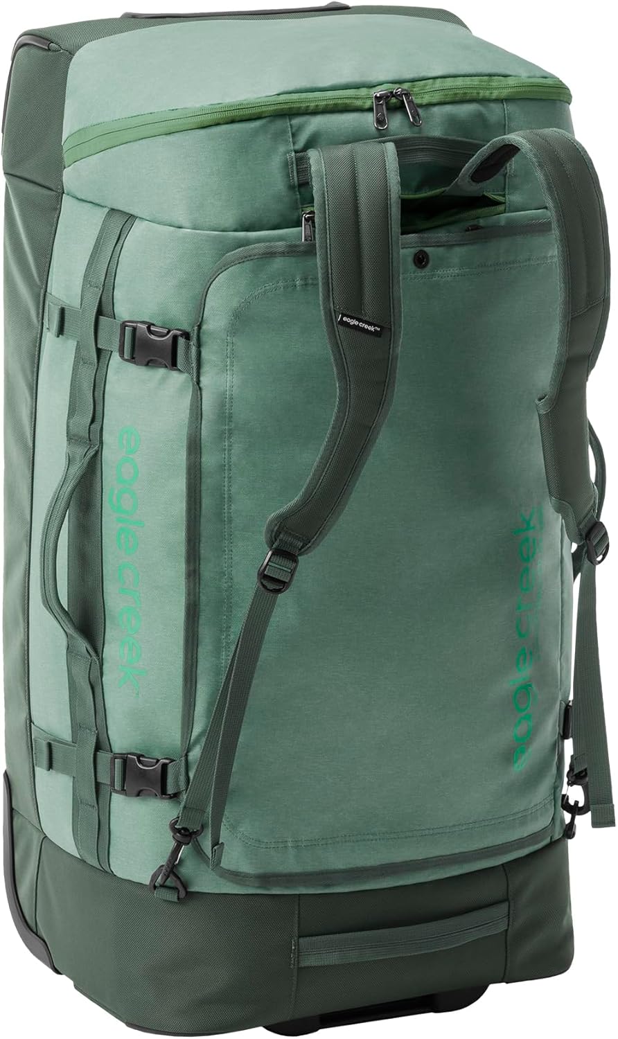 Eagle Creek Cargo Hauler XT Wheeled Duffel - Wheeled Backpack Duffel - Deployable Backpack Straps - Lockable U-Lid & Easy Access Compartment - 32" - Duck Green