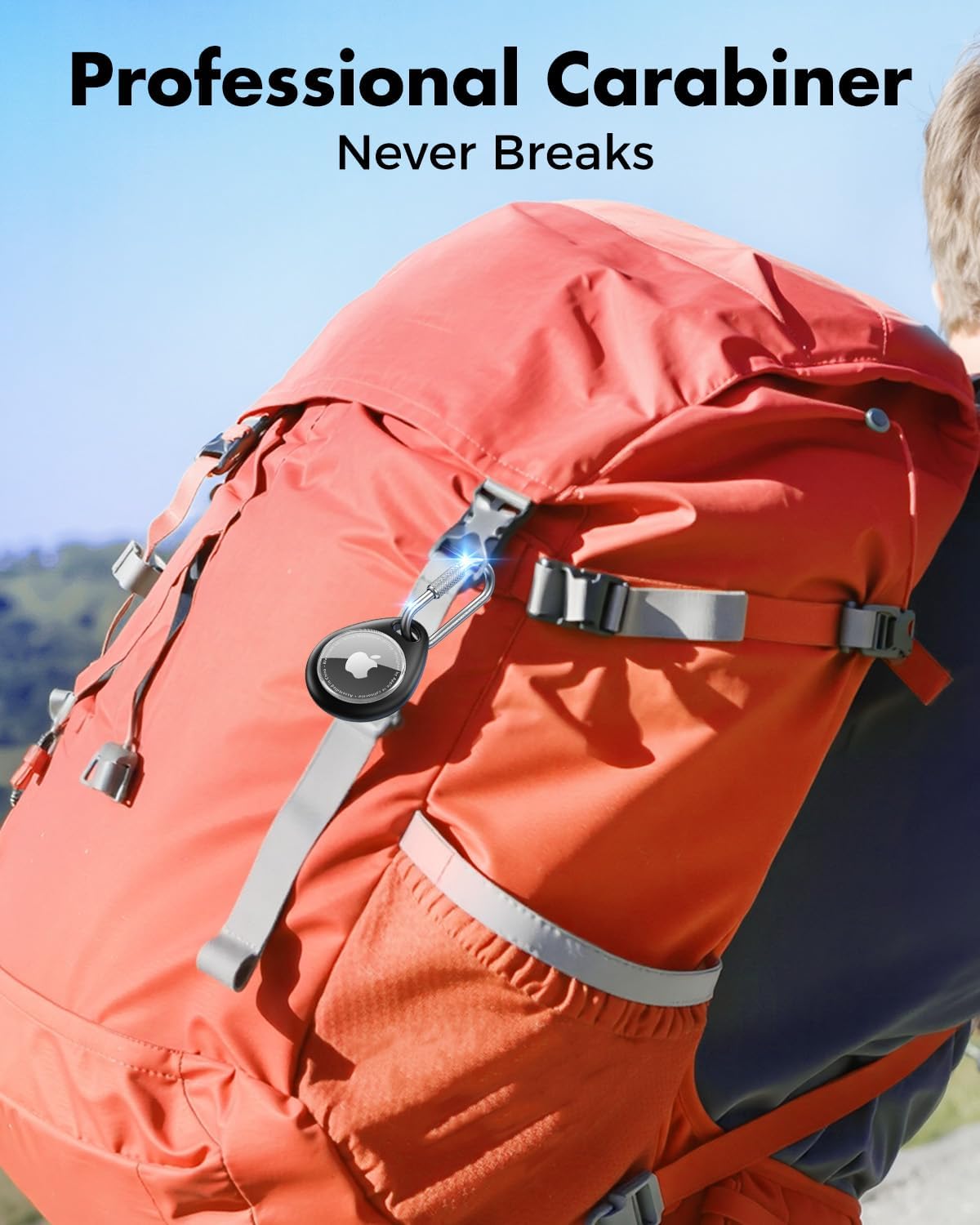 UNBREAKcable AirTag Holder for Apple - 4 Pack Air Tag Case [Professional Carabiner] [Waterproof] [Shockproof] TPU AirTag Keychain for Kids, Pets, Keys, Luggage, Backpacks