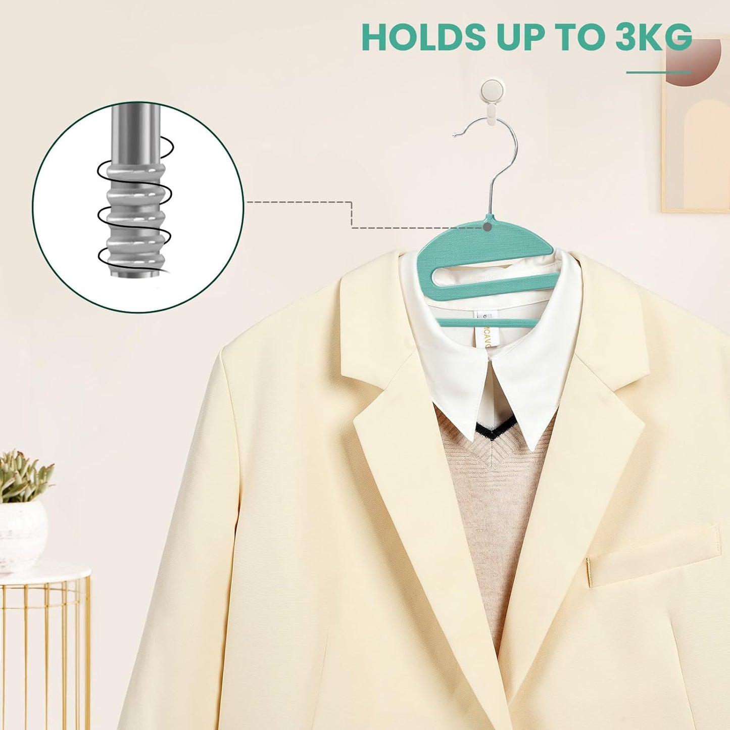 BAGAIL Plastic Hangers 50 Pack with Non-Slip Design,0.2 Inches Thick, 360°Swivel Hook Space Saving Organizer for Bedroom Closet,Shirts,Pants(Dusty Blue- S Shaped)