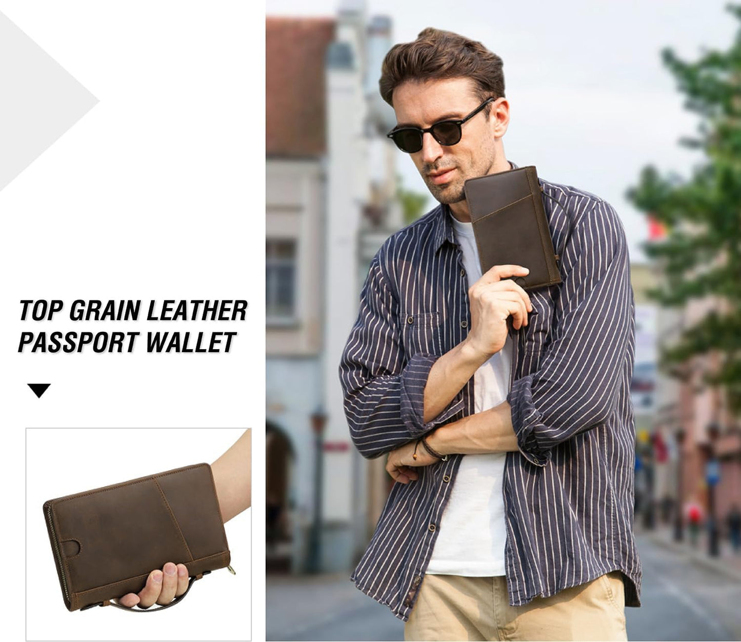 Top Grain Leather Travel Passport Wallet Holder Case for Man & Woman, Handmade for 4 Passports & Multi Cards, RFID Blocking Large Capacity for Cards/Passports/Tickets/AirTag, Matte Coffee