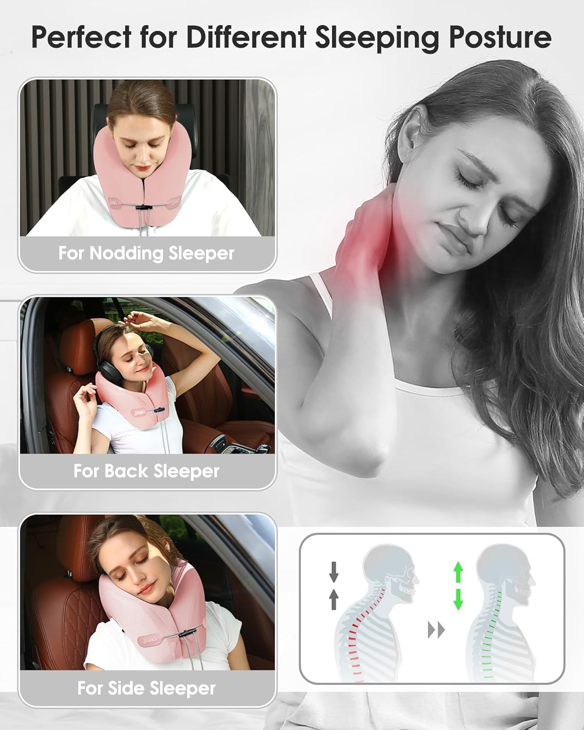 Travel Pillow,Travel Neck Pillows for Airplanes, Memory Foam Travel Pillows with 360° Head and Neck Support,Ergonomic Design Travel Essential Suitable for Plane,Car, Home,Train and Bus Trip