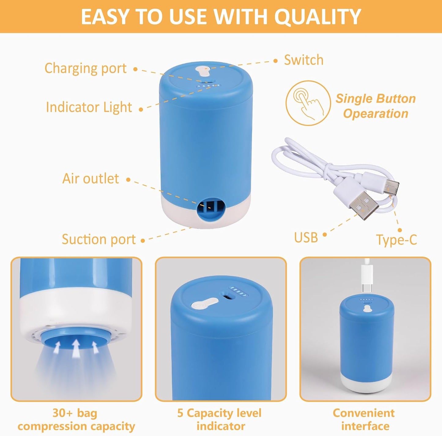 Vacuum Storage Bags with Electric Pump, 22 Pack (3 Jumbo/3 Large/8 Medium/8 Small) Vacuum Seal Space Saver Bags for Clothing, Pillows, Blanket, Bedding, Comforters