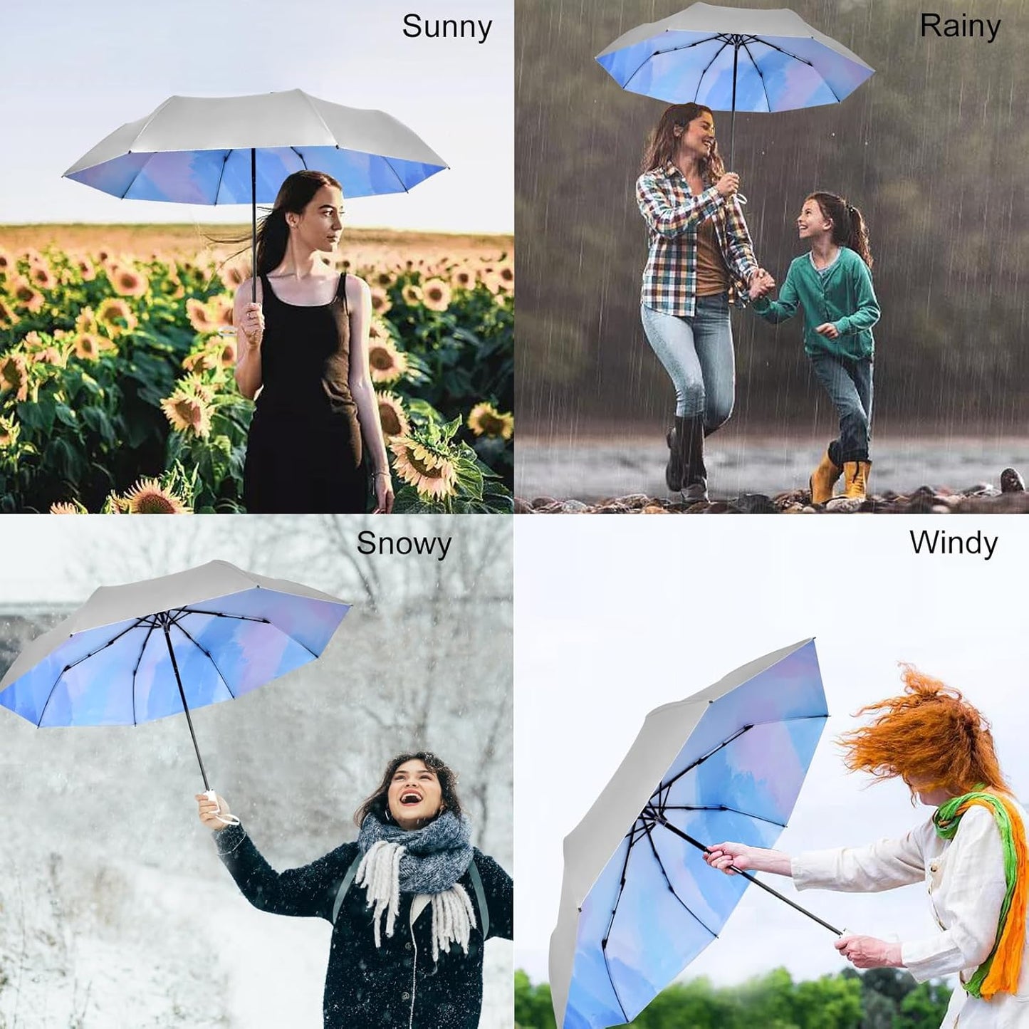 Cuby UV Sun Umbrella Compact Folding Umbrella lightweight Portable Manual Travel Umbrella for Rainproof & 99% UV Protection with Black Anti-UV Coating