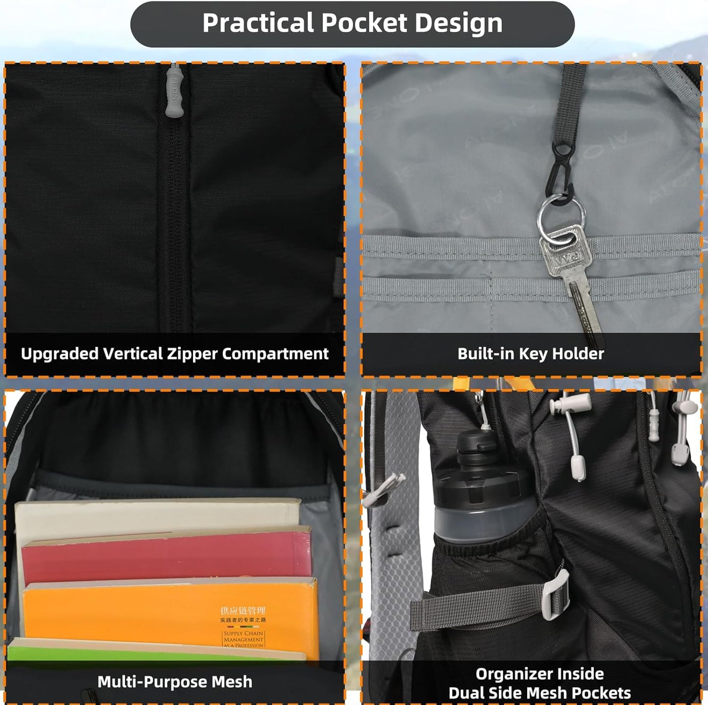 22L Hiking Backpack Lightweight Durable Waterproof Internal Frame Multi-Purpose Daypack for Men & Women, Camping, Hiking, Travel, and Cycling