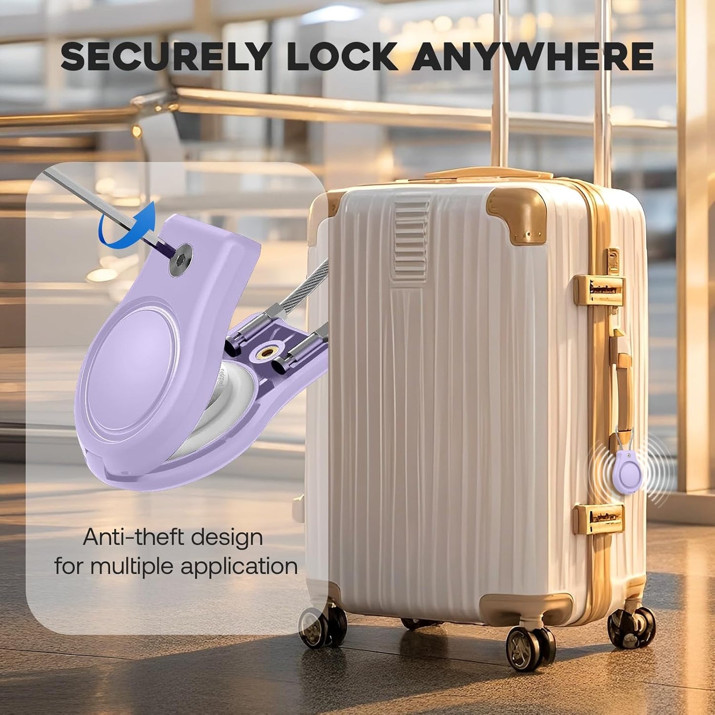 Waterproof AirTag Keychain Holder, Air tag Lock Case with Wire Cable Compatible with Apple AirTags, Durable & Secure Anti-Lost Protective Case with Keyring for Backpack, Key, Luggage (4 Pack)