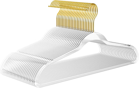 Premium Clear Invisible Acrylic Hangers, 20 Pack Ultra Slim & Space Saving Suit Hangers for Coats, Pants & Dress Clothes