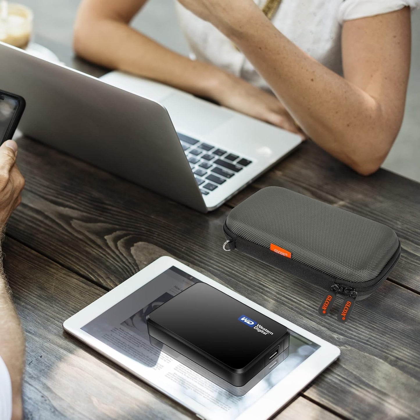 GLCON Dustproof Carrying Case Electronic Accessories Cable Organizer - Portable Small Travel Charger Case Power Bank Phone Pouch - Double Zippers Wallet Hard EVA Storage Carry Bag - Silver Grey