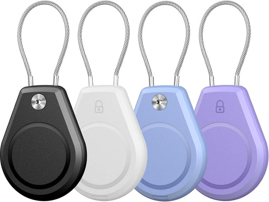 4 Pack Waterproof Secure Holder for AirTag Accessories, Anti-Theft Track Case with Steel Cable, Ultra Durable Scratch-Resistant Cover -Compatible with Apple AirTag for Keychain,Car,Bike,Luggage, Pet