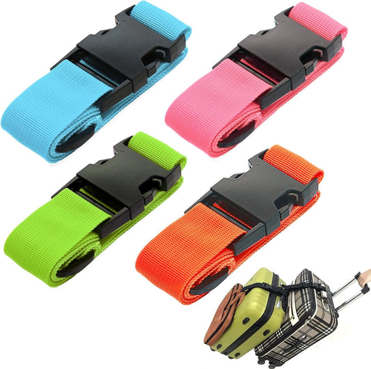 4Pack Luggage Straps Add Bag Straps to Connect Two Suitcases, Adjustable Luggage Belt Connector for Carry On, Travel Attachment Accessories for Connect Your 3 Luggages 4 Color