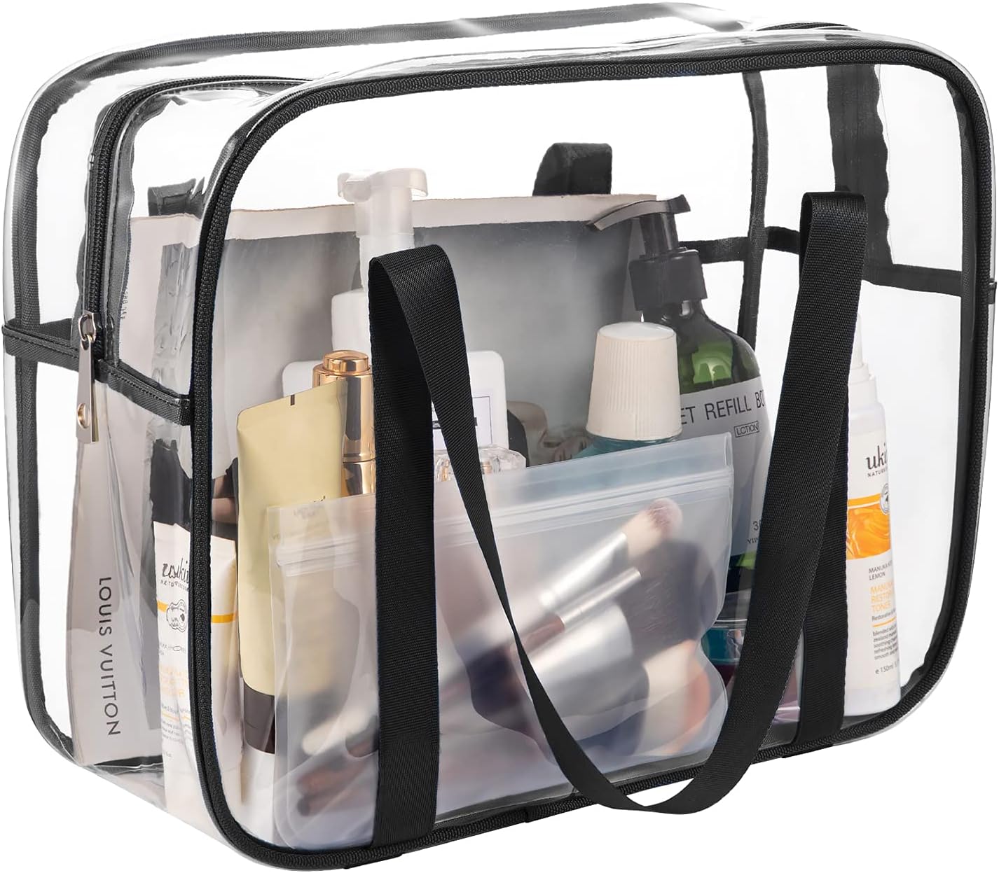 Clear Toiletry Bag Thick Transparent Cosmetic Bag Waterproof Makeup Artist Large Bag Diaper Case Luggage Organizer Storage Easy Clean Large