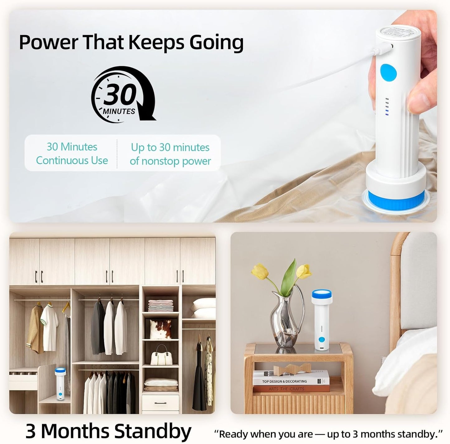 Hanging Vacuum Storage Bags with Electric Pump – 6 Pack (3 Long, 3 Short) Hanging Vacuum Seal Bags for Clothing, Space-Saving Compression Bags for Suits, Jackets, Travel Wear & Coats