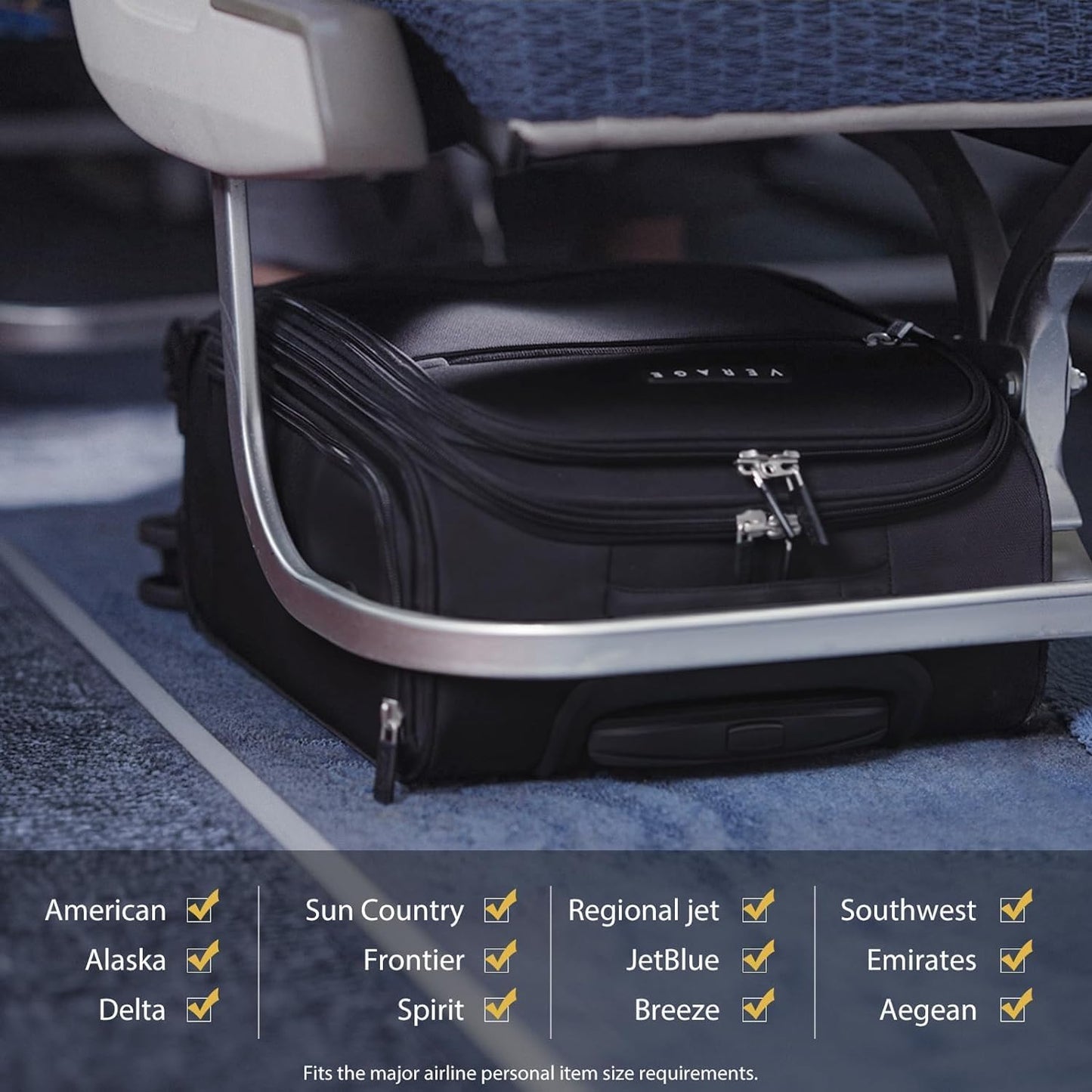 Verage Underseat Carry On Luggage with Wheels, 14.5-Inch Spinner Small Suitcase, Softside Lightweight Travel Bag for Men and Women, Airplane Carry On Bag, Nautical Blue