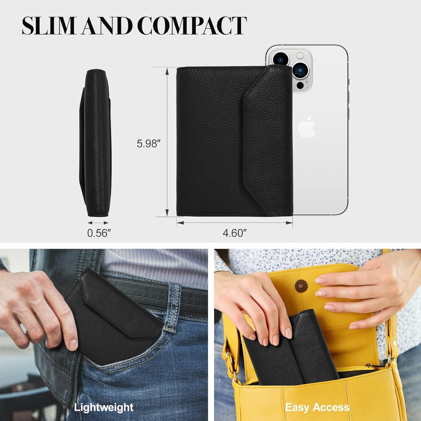 Leather Passport Holder for Travel,Passport Book Holder，Rfid Blocking Travel Wallet Protect Your Card Security, Travel Document Organizer for Men Women,Airport Essentials Gift (Black)