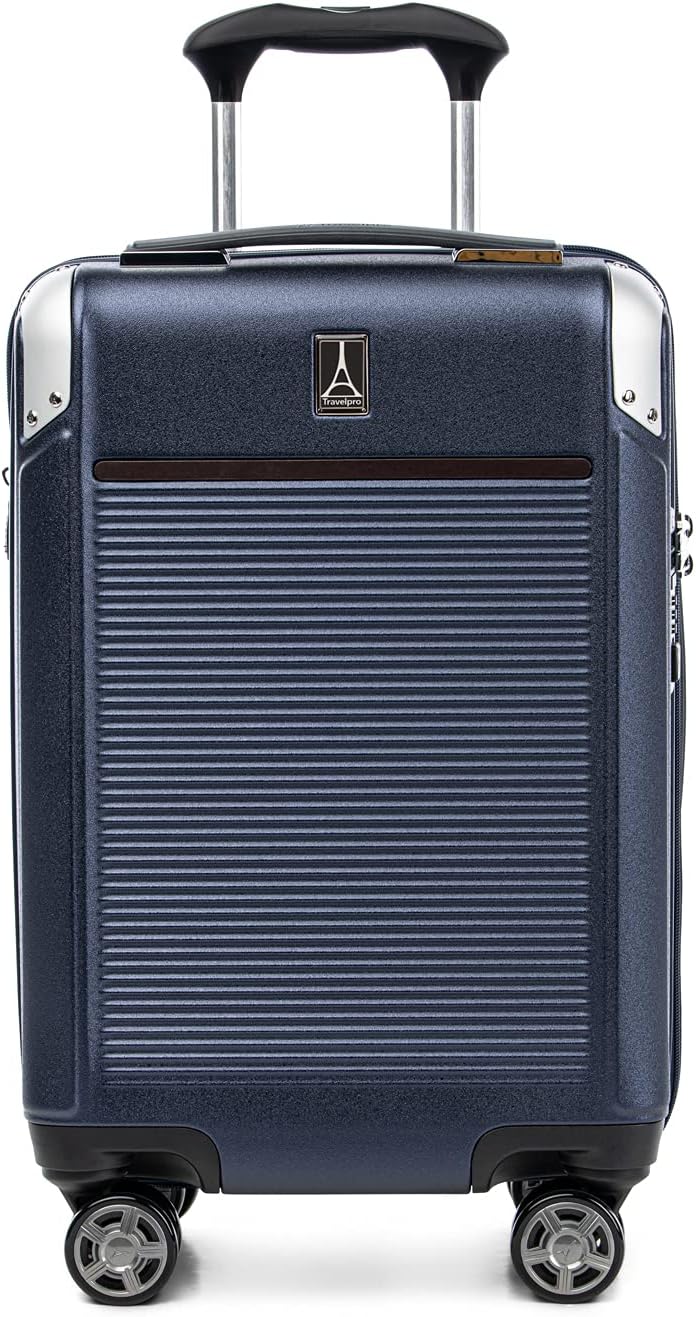 Travelpro Platinum Elite Hardside Expandable Carry on Luggage, 8 Wheel Spinner, TSA Lock, Hard Shell Polycarbonate Suitcase, True Navy Blue, Compact Carry on 20-Inch