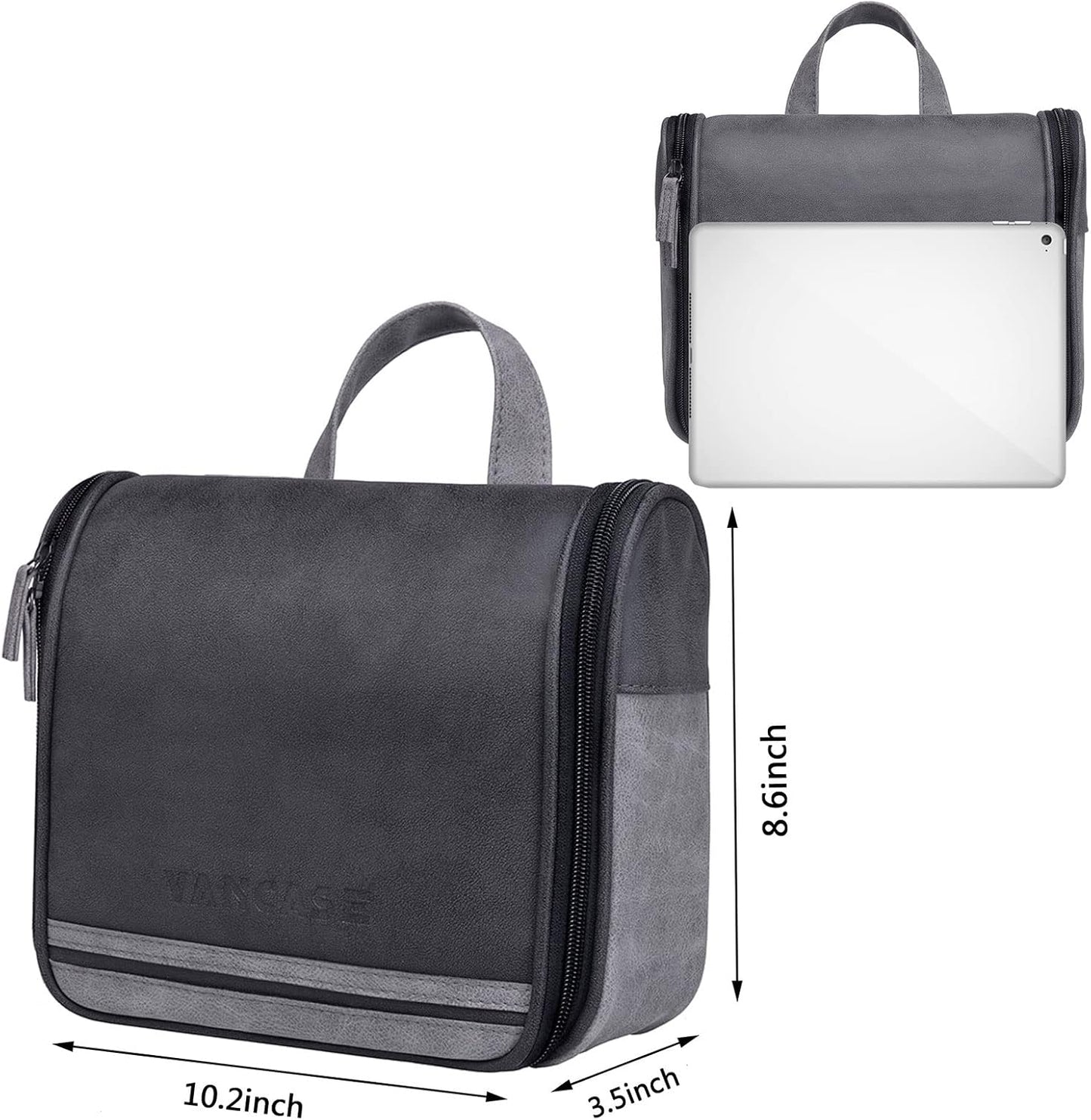 Hanging Toiletry Bag for Men VANCASE Vintage Leather Shaving Dopp Kit Medium Waterproof Travel Bathroom Bags Portable Shower Organizer