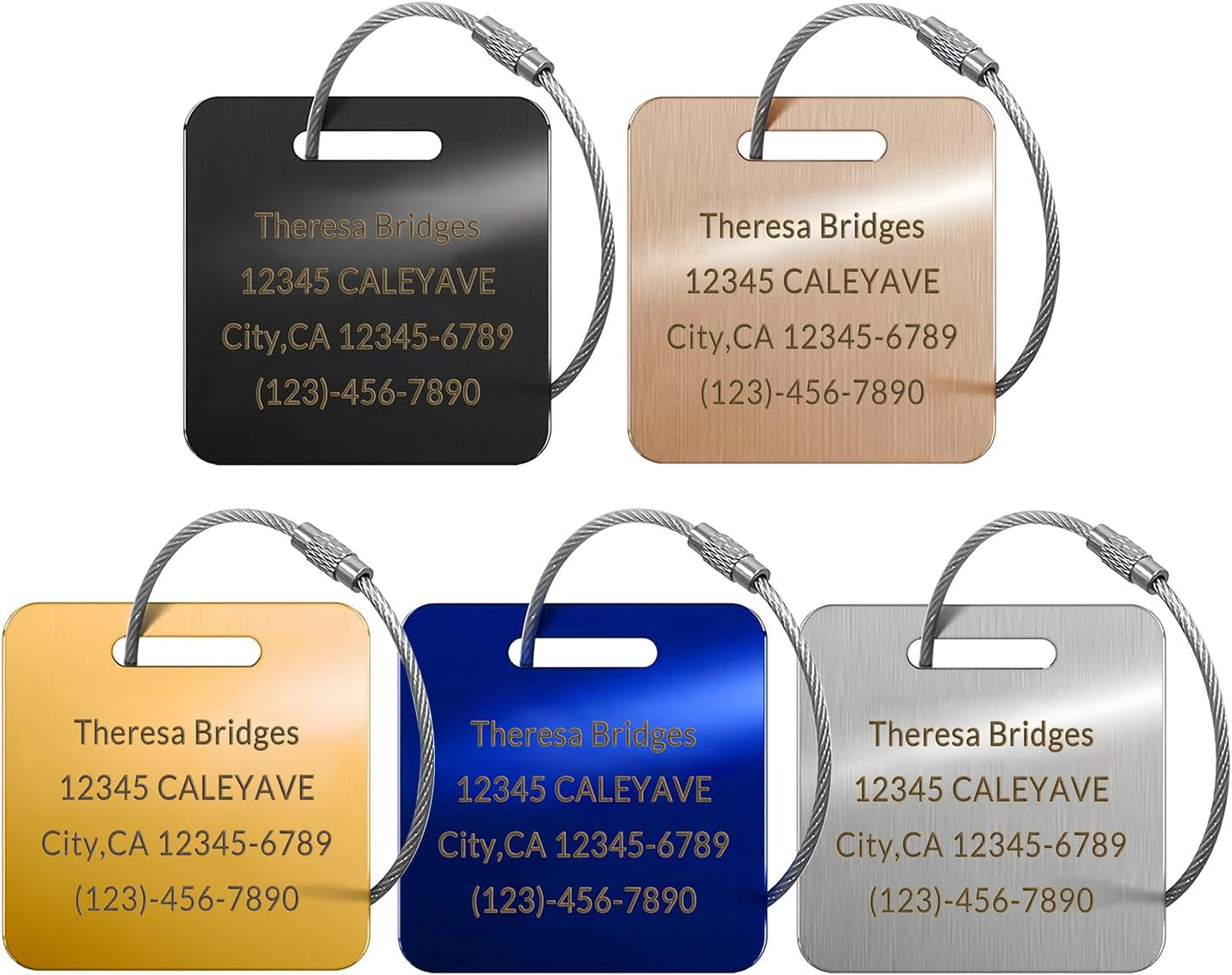 (5Pack Made in USA) Custom Personalized Luggage Tags-Customized Unique tag for Suitcase Backpack Travel,Bags (Rose Gold (2 × 2))