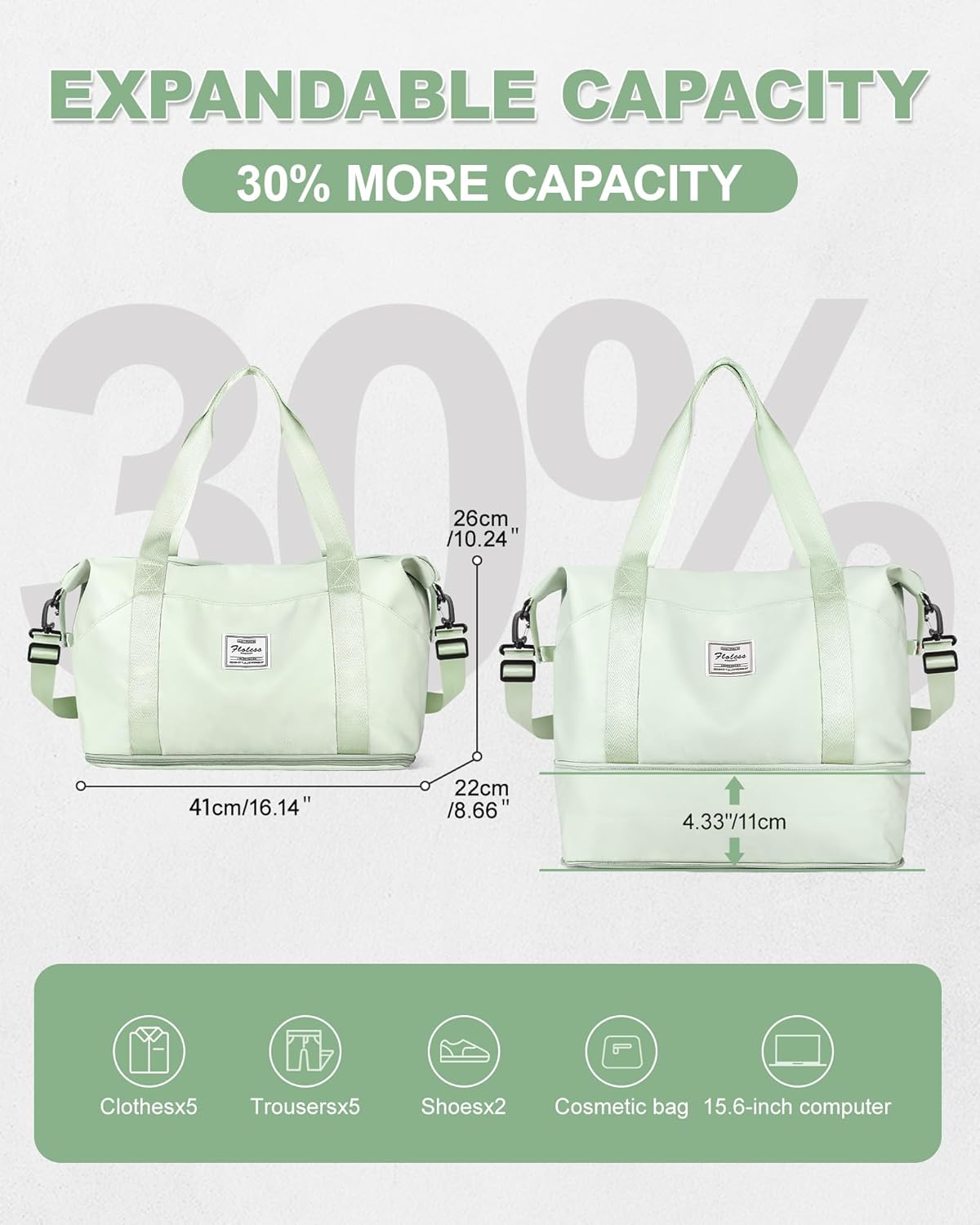 Travel Duffel Bag, Sports Tote Gym Bag, Shoulder Weekender Overnight Bag for Women