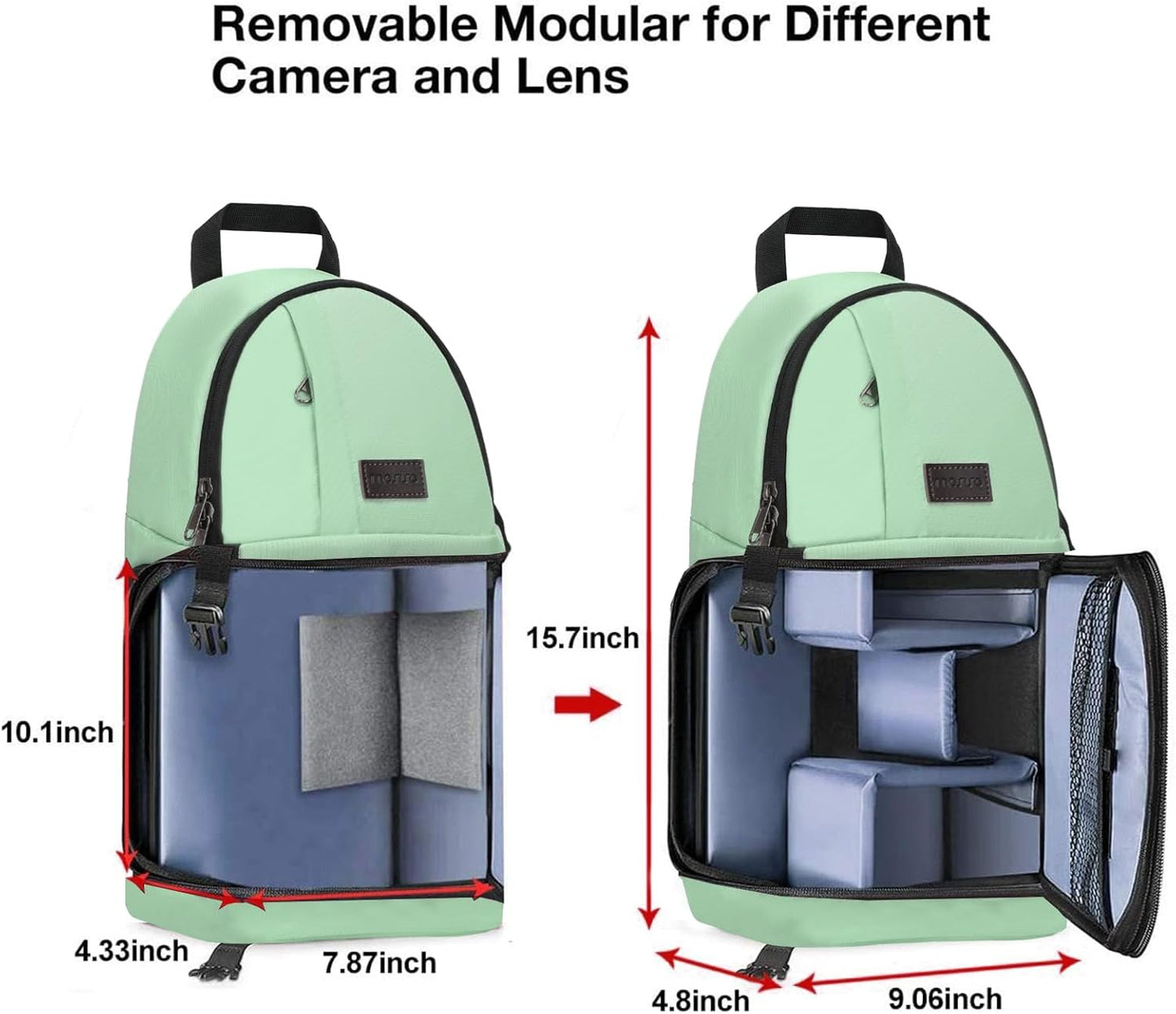 MOSISO Camera Sling Bag, DSLR/SLR/Mirrorless Camera Backpack Case Shockproof Photography Backpack with Tripod Holder & Removable Modular Inserts Compatible with Canon/Nikon/Sony/Fuji