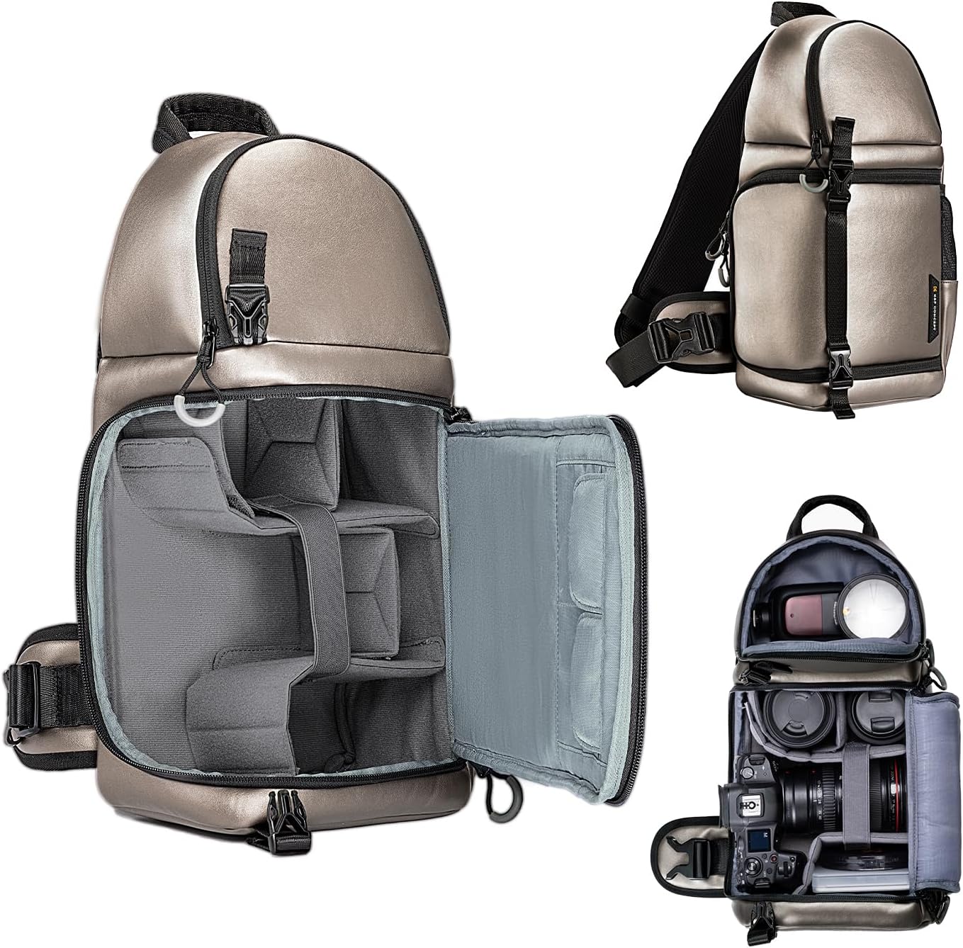 K&F CONCEPT Camera Sling Bag Crossbody Bag Camera Shoulder Backpack DSLR/SLR/Mirrorless Photography Bags Compatible with Canon/Nikon/Sony/Fuji/Gopro/DJI