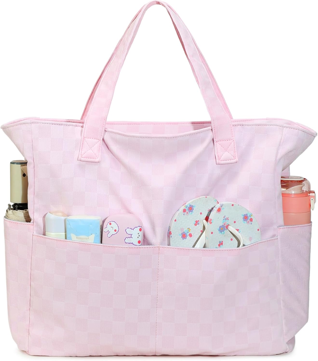 LEDAOU Beach Bag Waterproof Sandproof Women Tote Bag Pool Bag with Zipper for Gym Grocery Travel with Wet Pocket