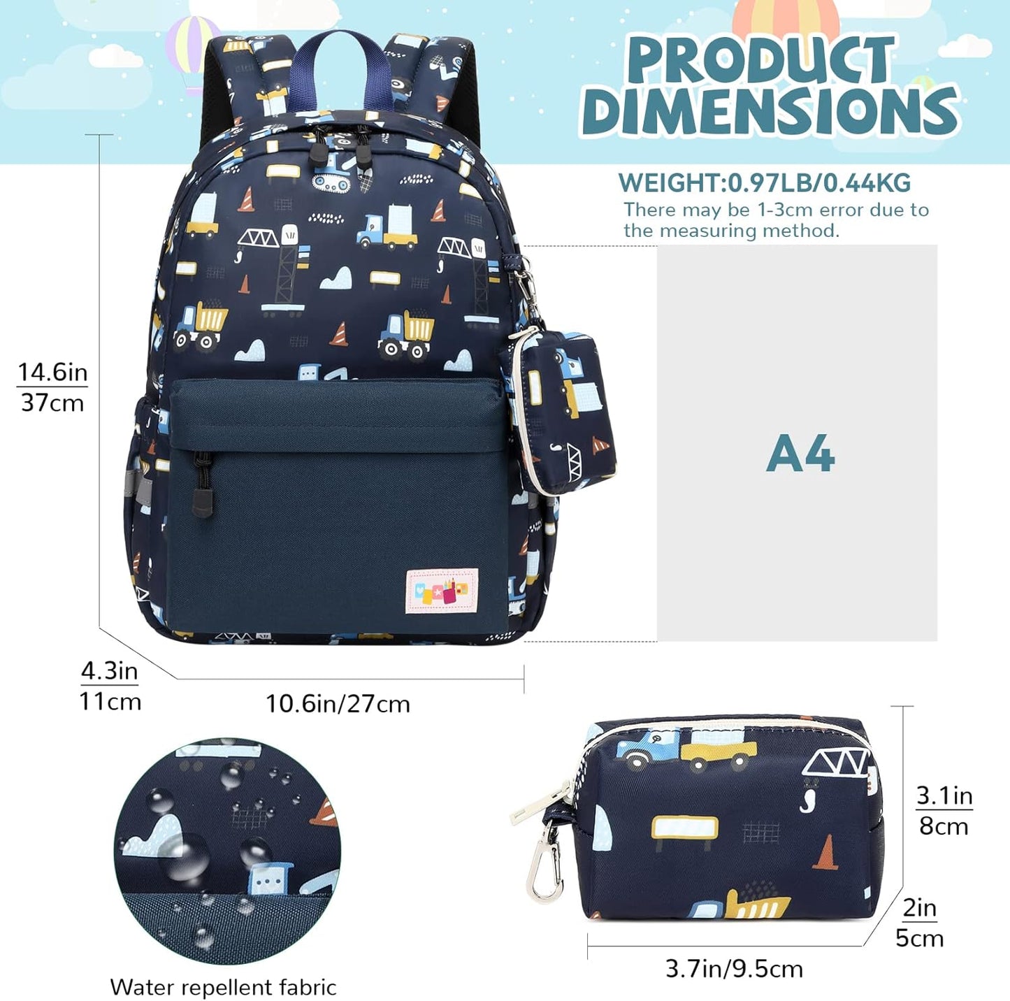 mygreen Toddler Backpack, Kids Backpack for Boys and Girls with Chest Strap