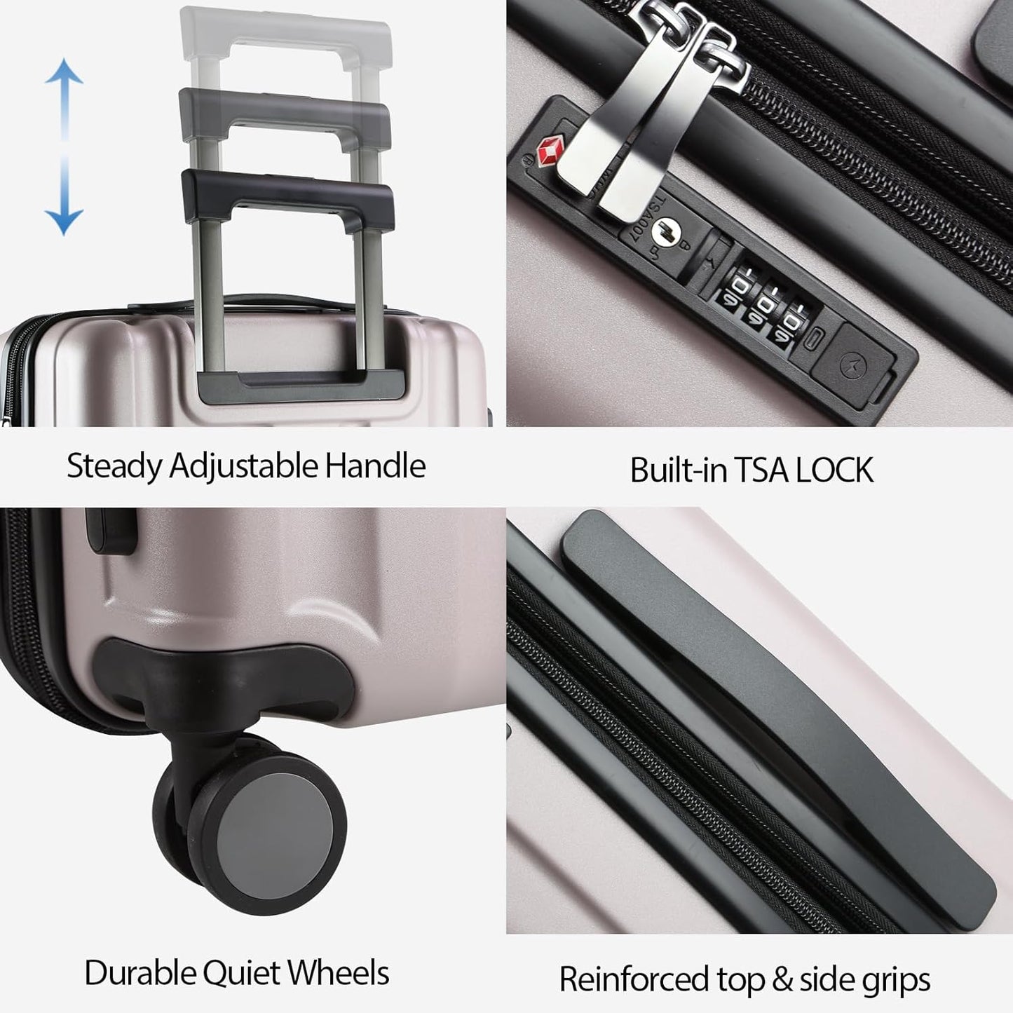 KROSER Hardside Expandable Carry On Luggage with Spinner Wheels & Built-in TSA Lock, Durable Suitcase Rolling Luggage with USB Port, Carry-On 20-Inch, Matte Purple/Pink