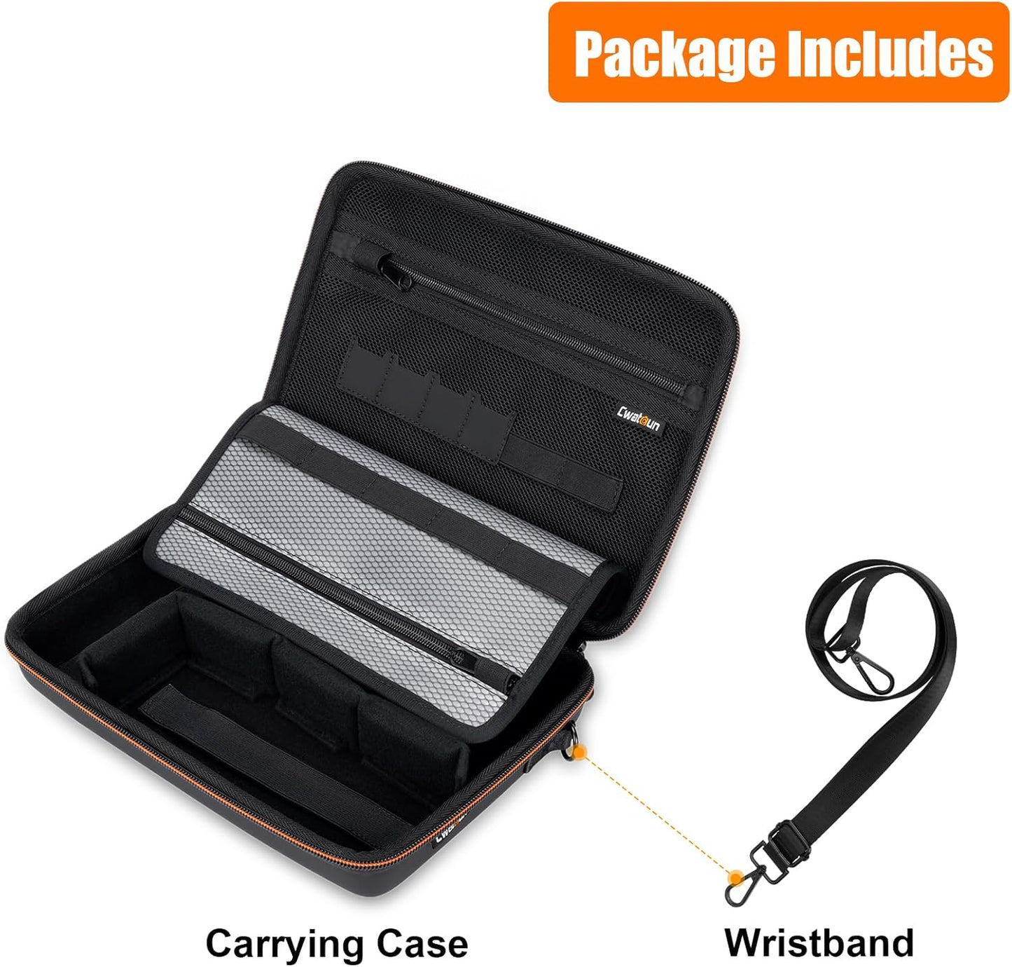 Cwatcun Action Camera Carrying Case for GoPro Hero/DJI Osmo Pocket 3/Action, Waterproof Carrying Case Shoulder Bag, Travel Case for Most Action Camera and Accessories