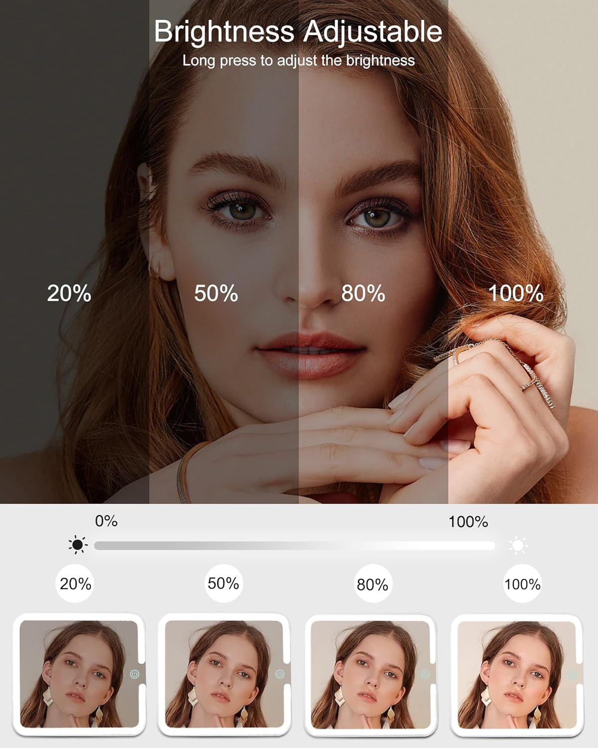 Relavel Makeup Bag with Light Up Mirror, Makeup Case Travel Cosmetic Bags Brush Organizer Storage Box, Rechargeable Vanity Mirror with 3 Color Lights, High Frame Mirror Protection (Pink)