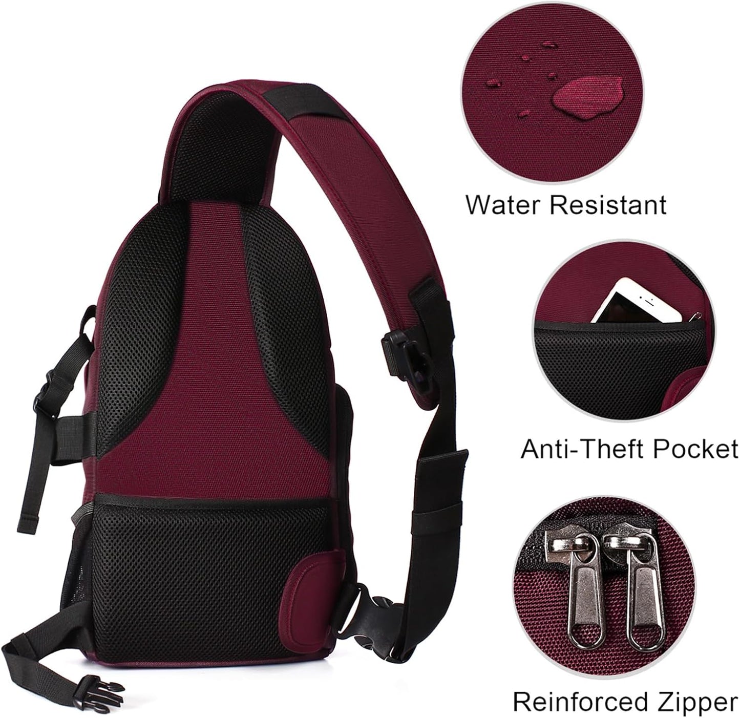 MOSISO Camera Sling Bag, DSLR/SLR/Mirrorless Camera Backpack Case Shockproof Photography Backpack with Tripod Holder & Removable Modular Inserts Compatible with Canon/Nikon/Sony/Fuji