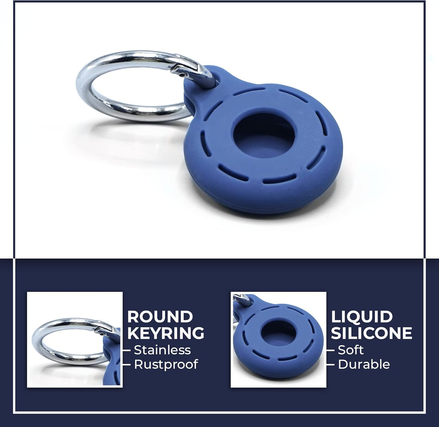 Apple Airtag Holders 4 Pack, Shockproof, Dustproof & Washable Silicon Cases for Air Tags with Accessories for Wallets, Luggage, Pet Collars, Key Finders (Blue - White - Red - Black)